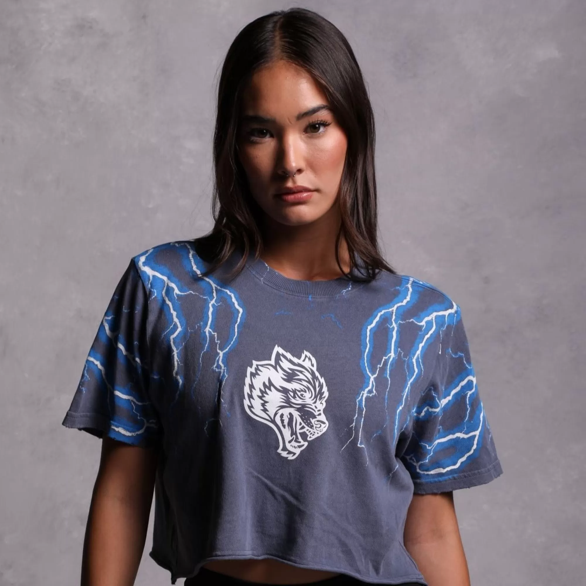 Fashion Above Us "Premium Vintage" Distressed (Cropped) Tee In Norse Blue Women Tops