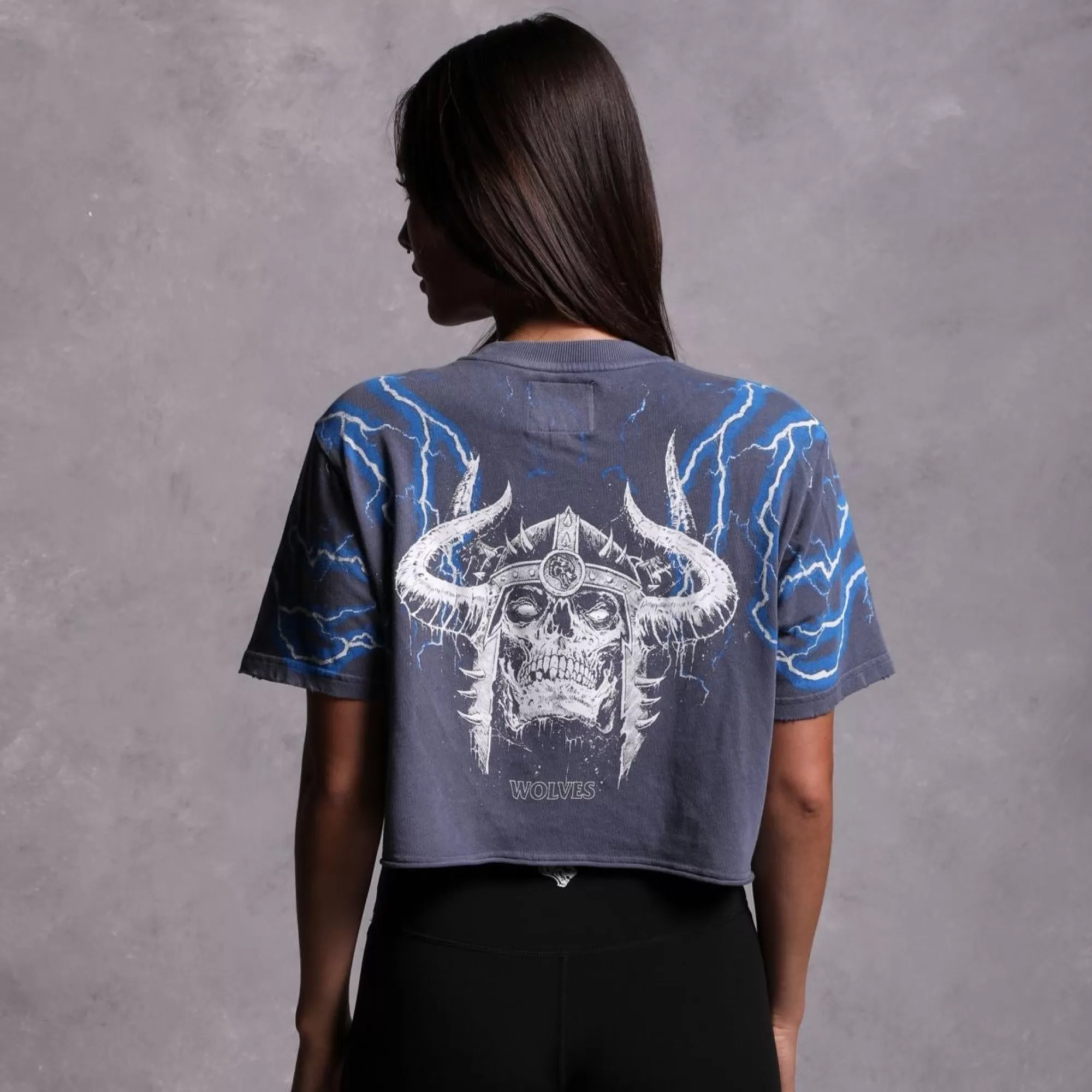 Fashion Above Us "Premium Vintage" Distressed (Cropped) Tee In Norse Blue Women Tops