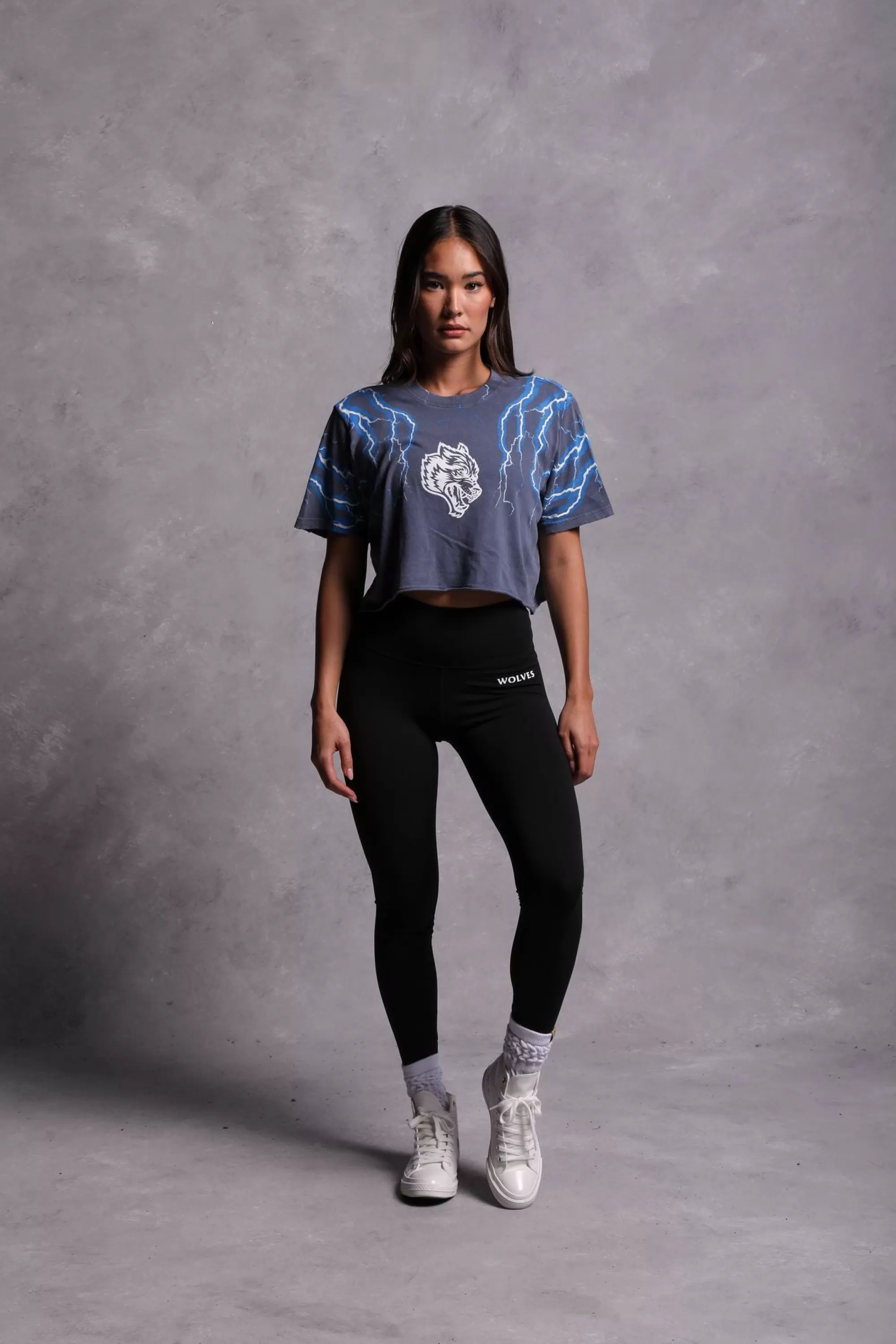Fashion Above Us "Premium Vintage" Distressed (Cropped) Tee In Norse Blue Women Tops