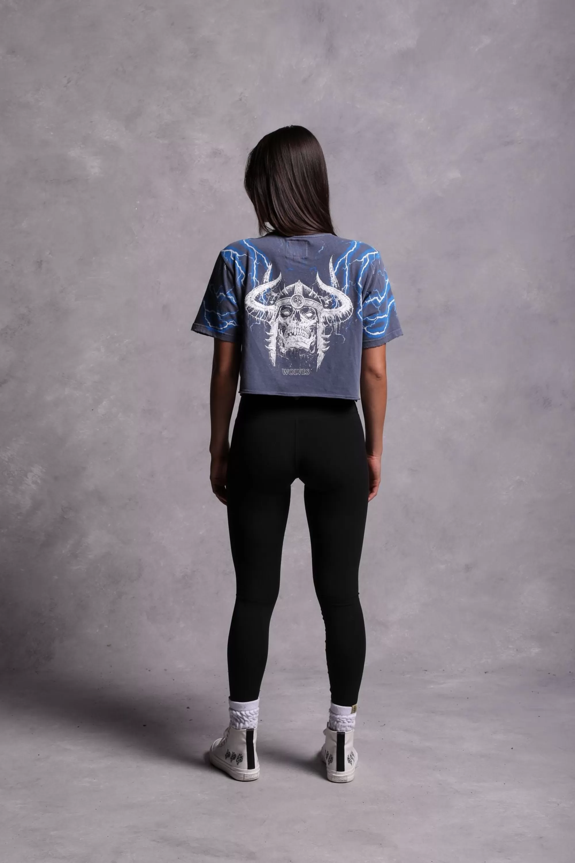 Fashion Above Us "Premium Vintage" Distressed (Cropped) Tee In Norse Blue Women Tops