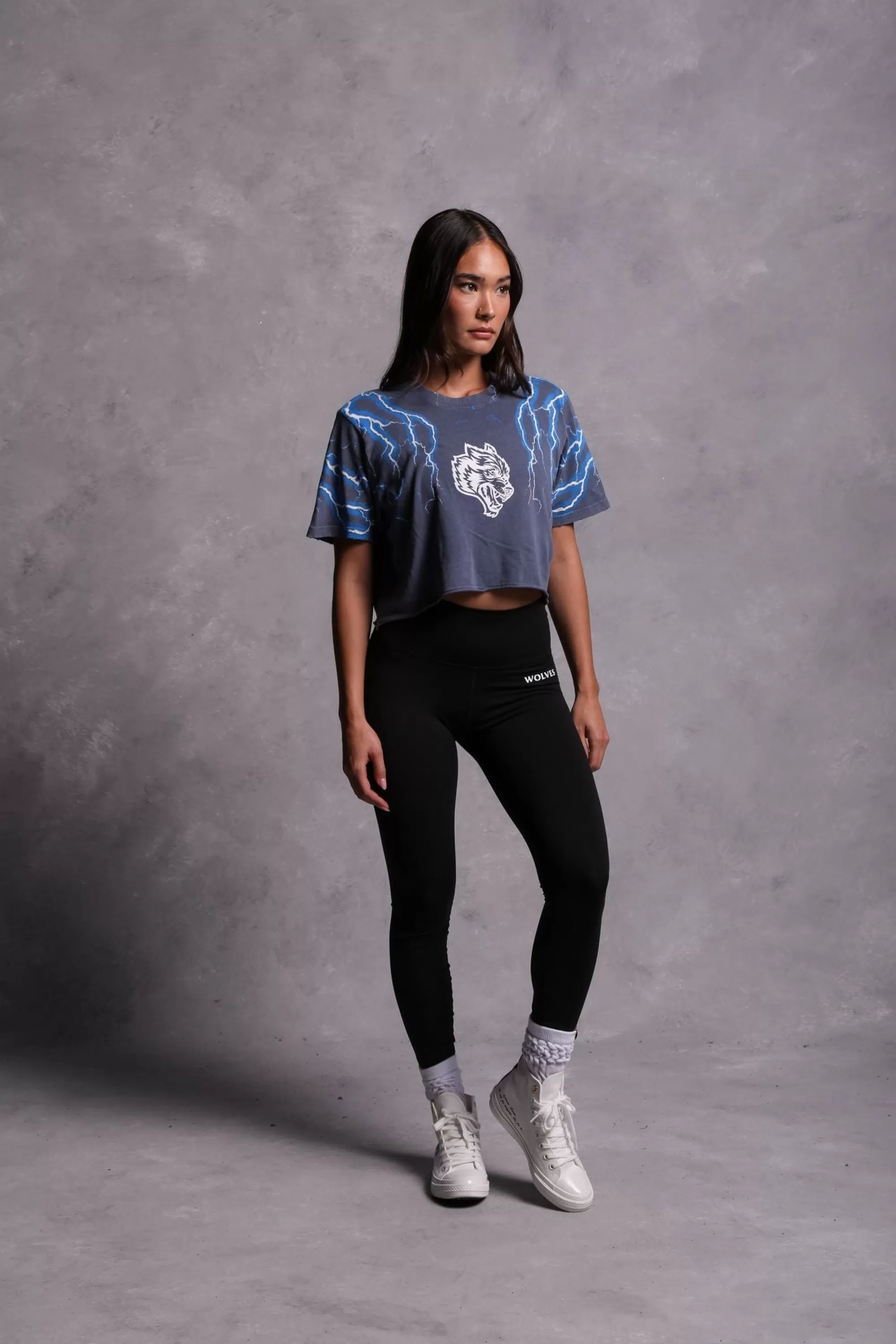 Fashion Above Us "Premium Vintage" Distressed (Cropped) Tee In Norse Blue Women Tops