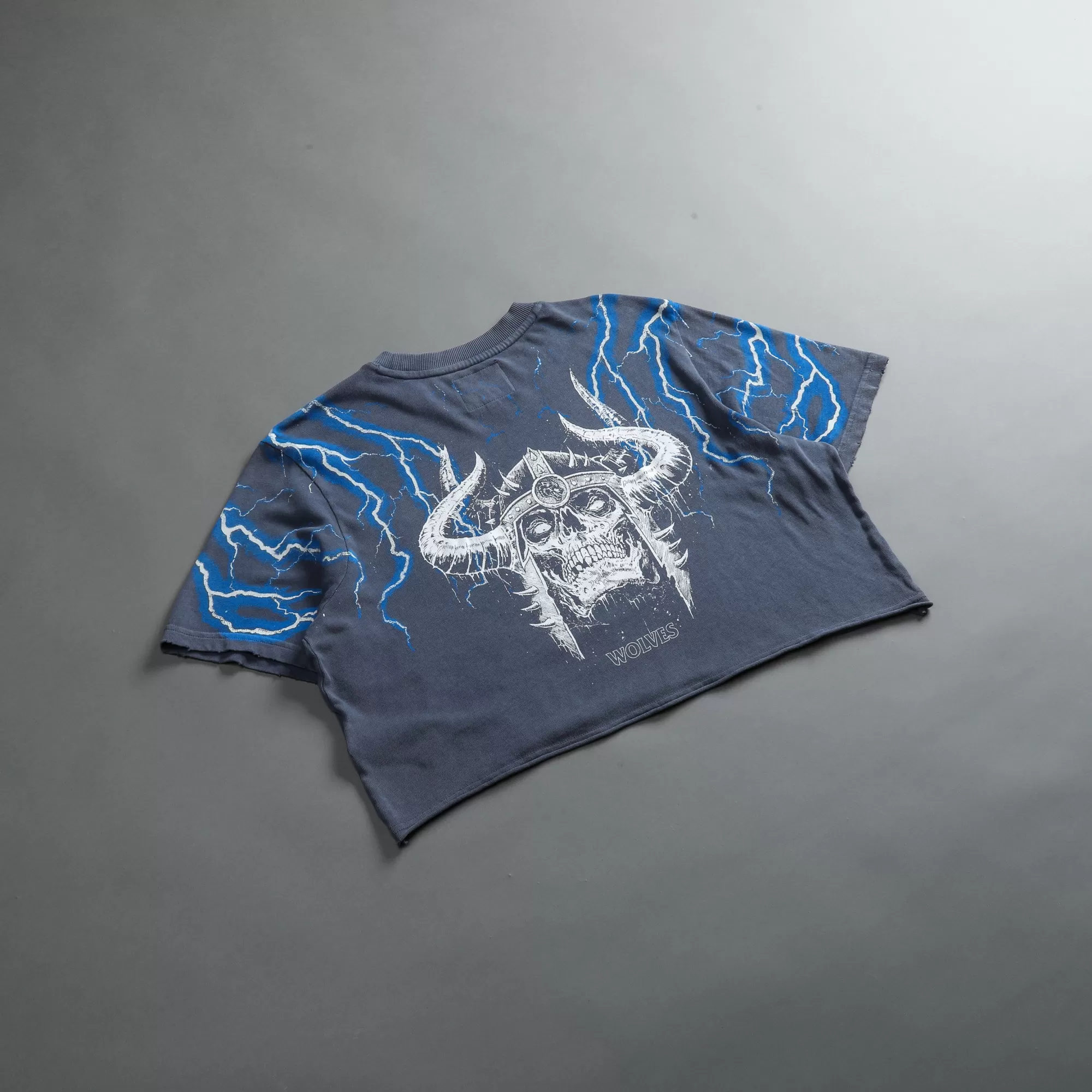 Fashion Above Us "Premium Vintage" Distressed (Cropped) Tee In Norse Blue Women Tops