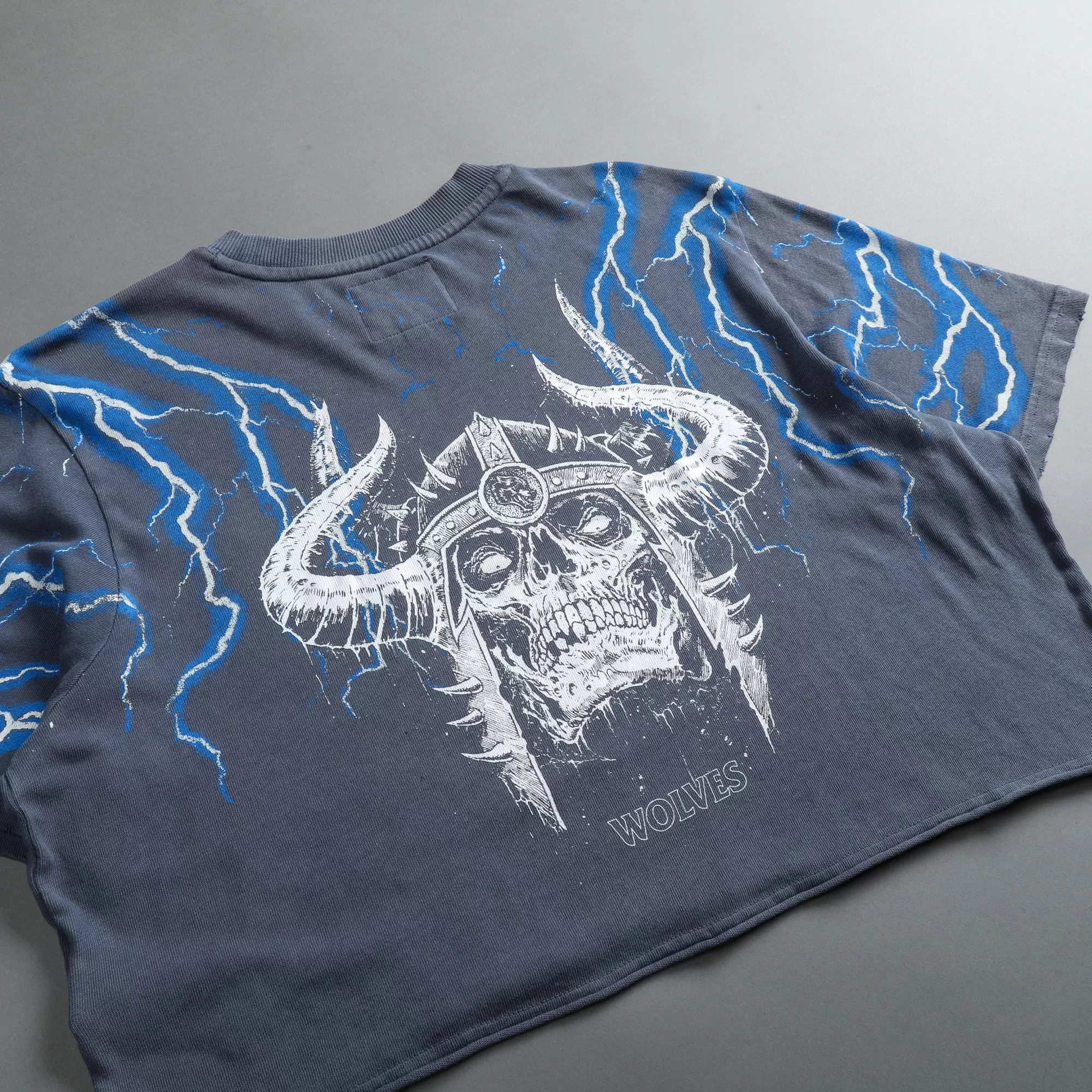 Fashion Above Us "Premium Vintage" Distressed (Cropped) Tee In Norse Blue Women Tops