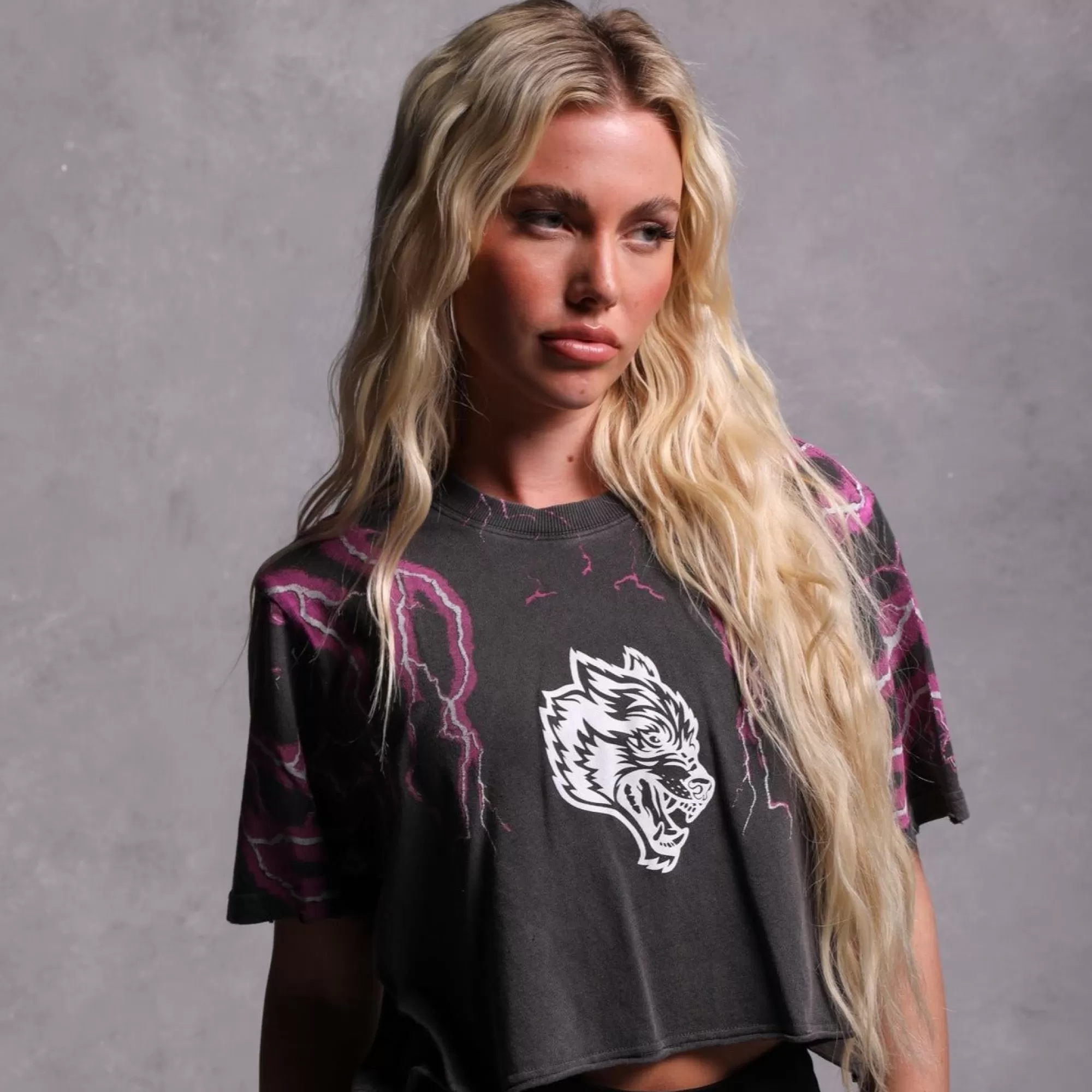 Shop Above Us "Premium Vintage" Distressed (Cropped) Tee In Wolf Gray Women Tops