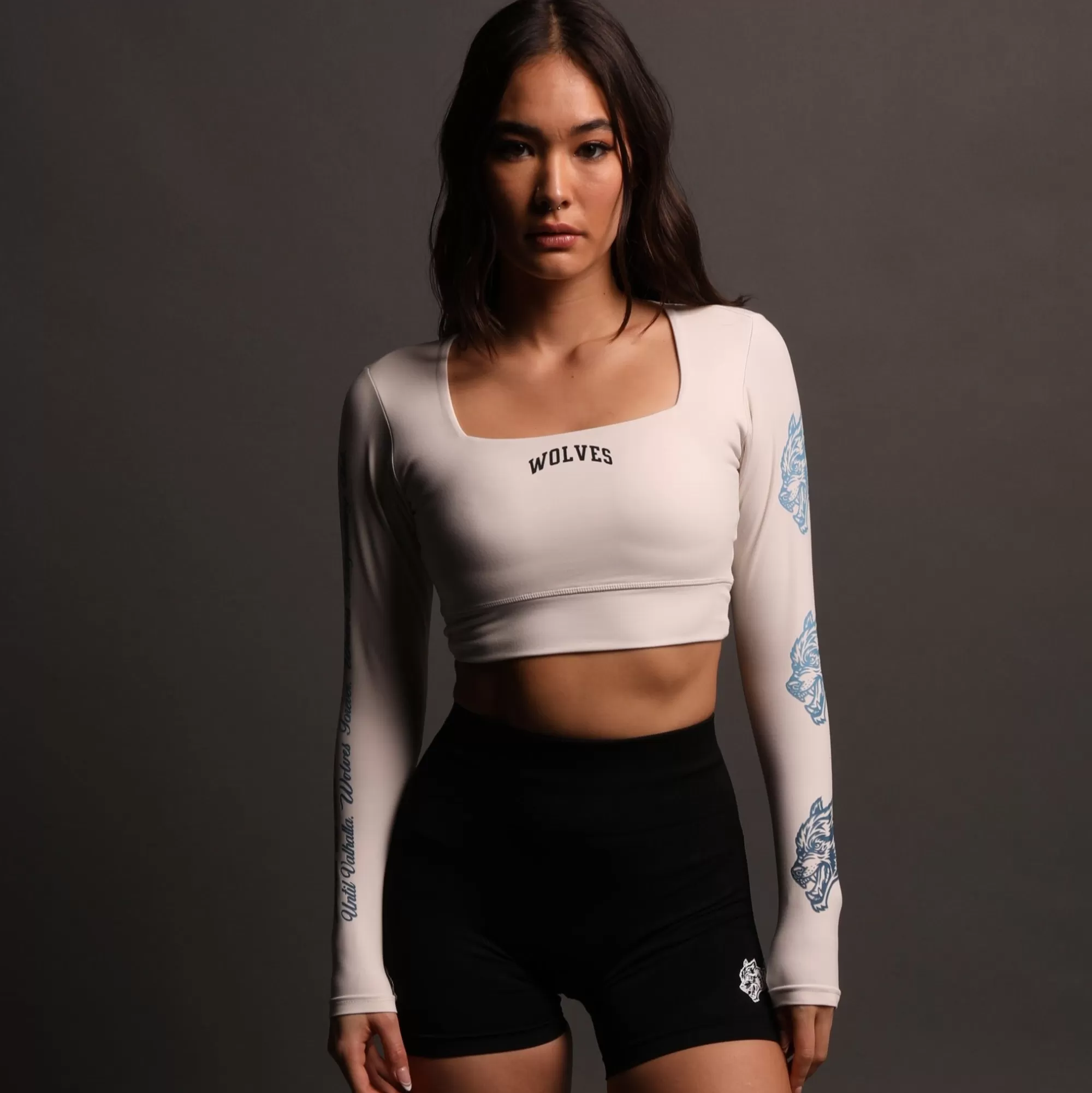 Cheap Already Written L/S Jade "Energy" Top In Stone White Women Tops