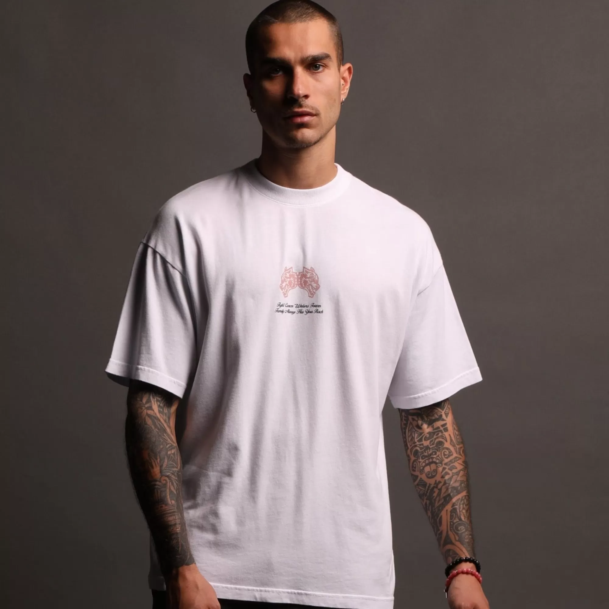 Best Always Have Your Back "Premium" Oversized Tee In White/Light Mauve Men Premium/Oversized Tees