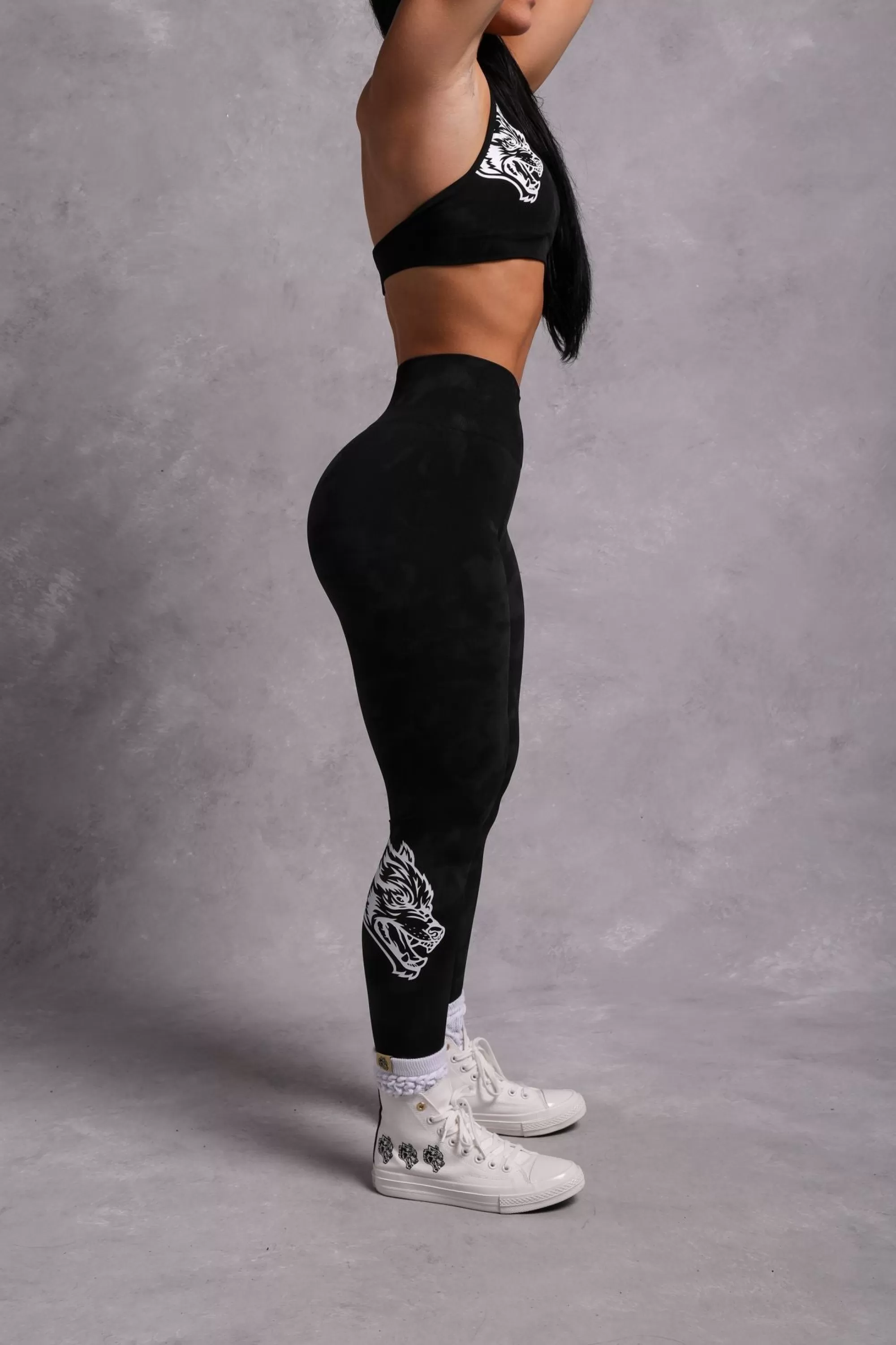 Store Big Wolf Loyalty "Everson Scrunch" Leggings In Tonal Black Jumbo Marble Women Bottoms