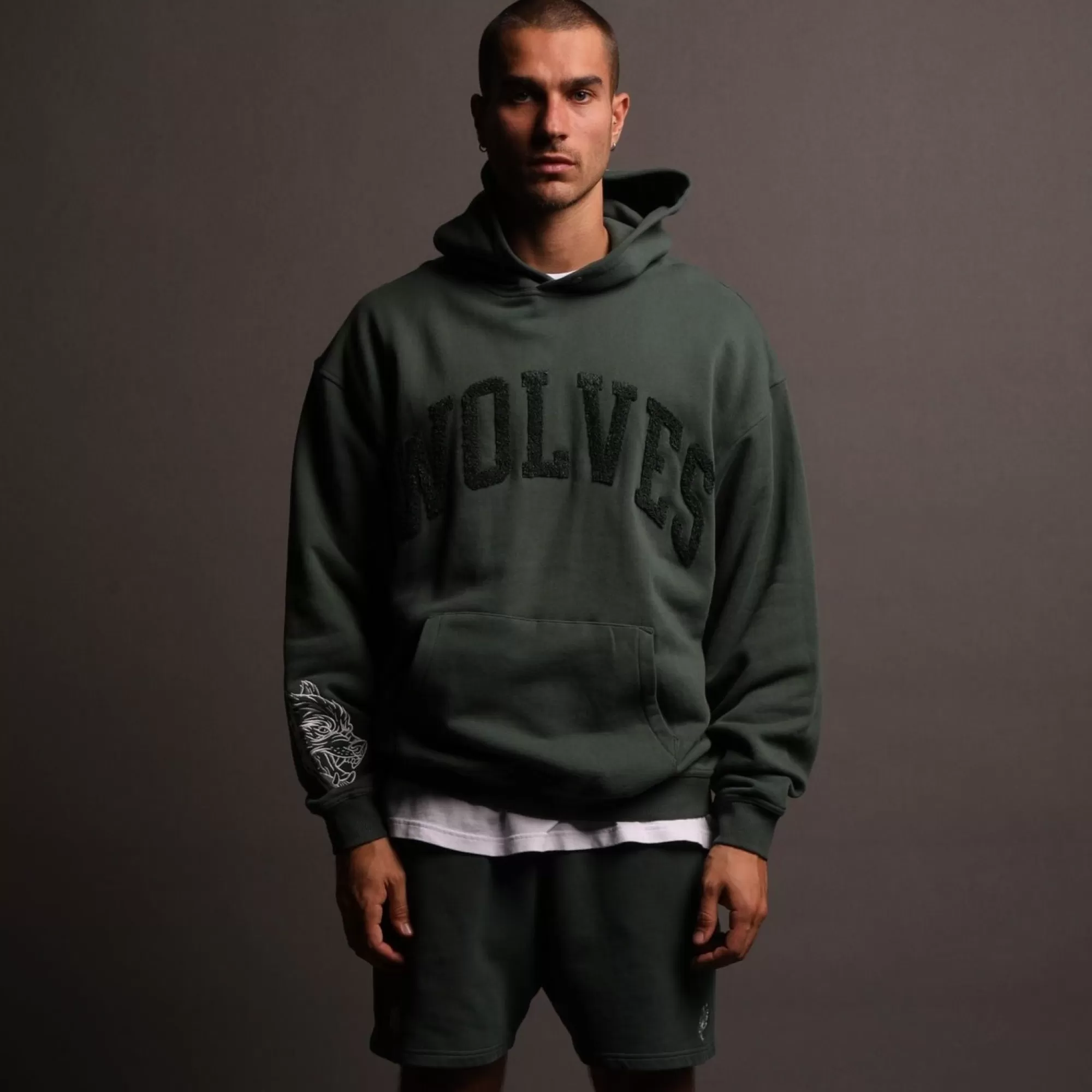 Hot Dual Patch Liam Sweat Shorts In Norse Green Men Shorts