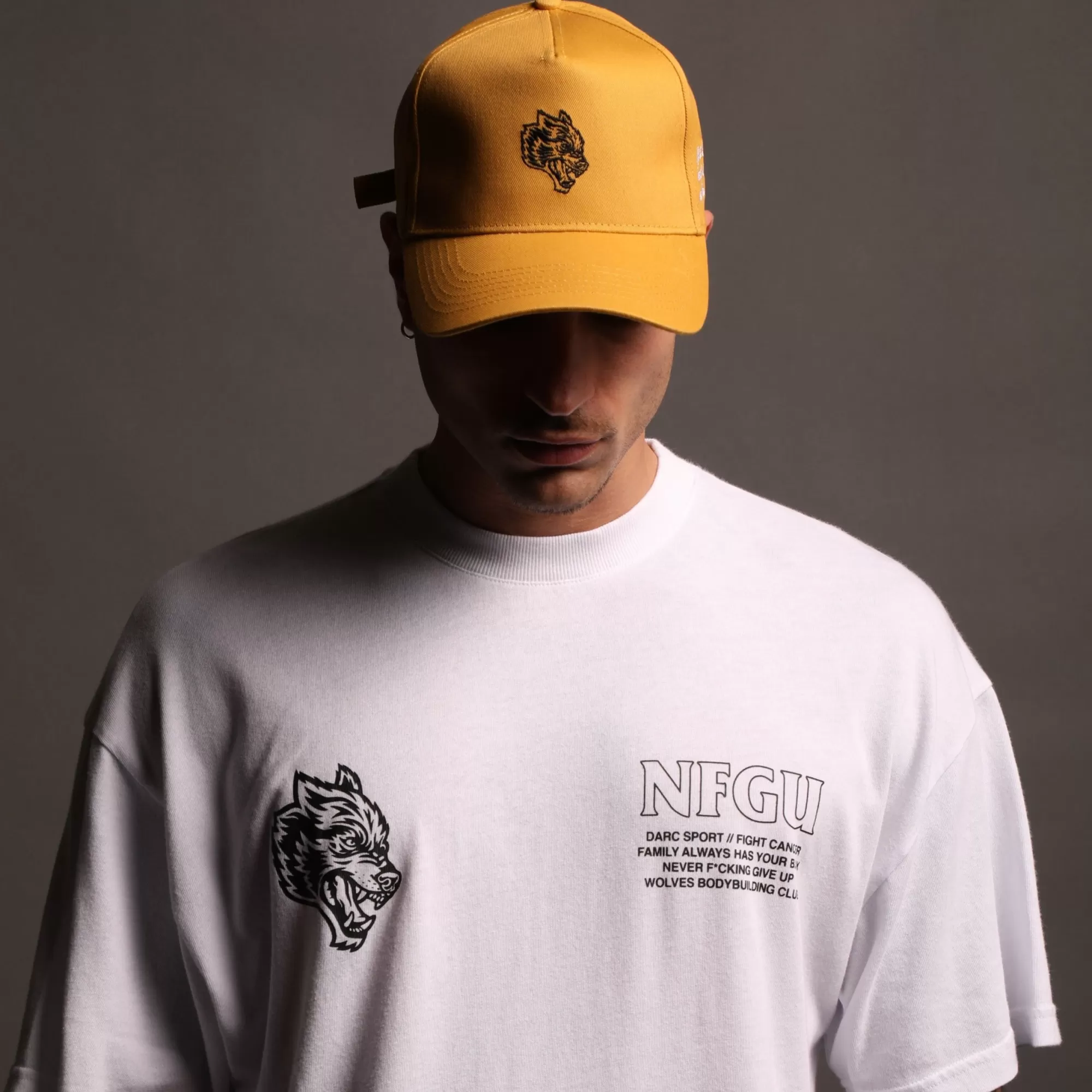 Shop F Cancer X Nfgu 5 Panel Hat In Vintage Gold Headwear