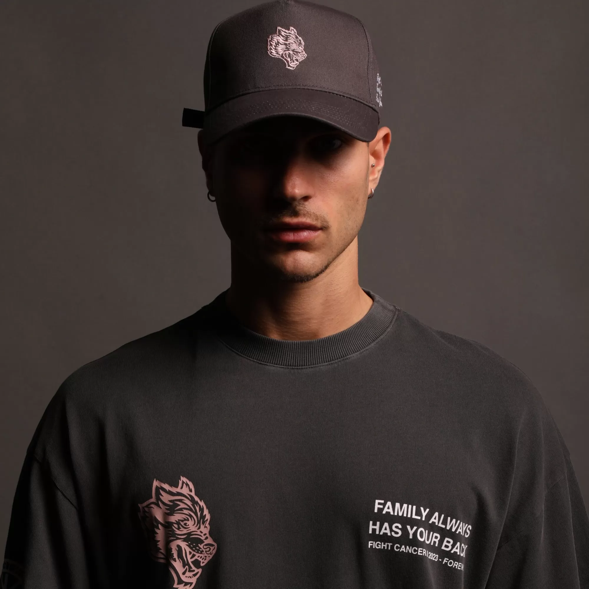 Best F Cancer X Nfgu 5 Panel Hat In Wolf Gray/Light Mauve Headwear