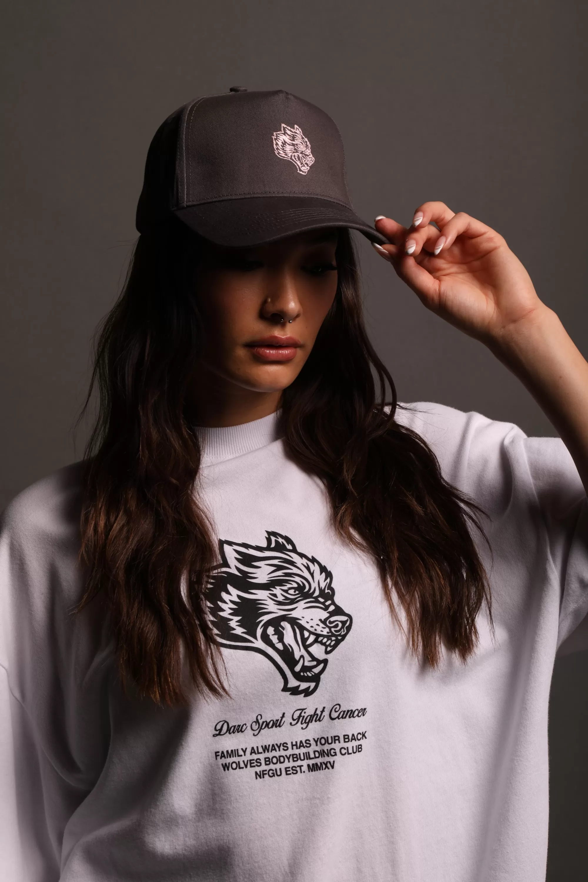 Best F Cancer X Nfgu 5 Panel Hat In Wolf Gray/Light Mauve Headwear