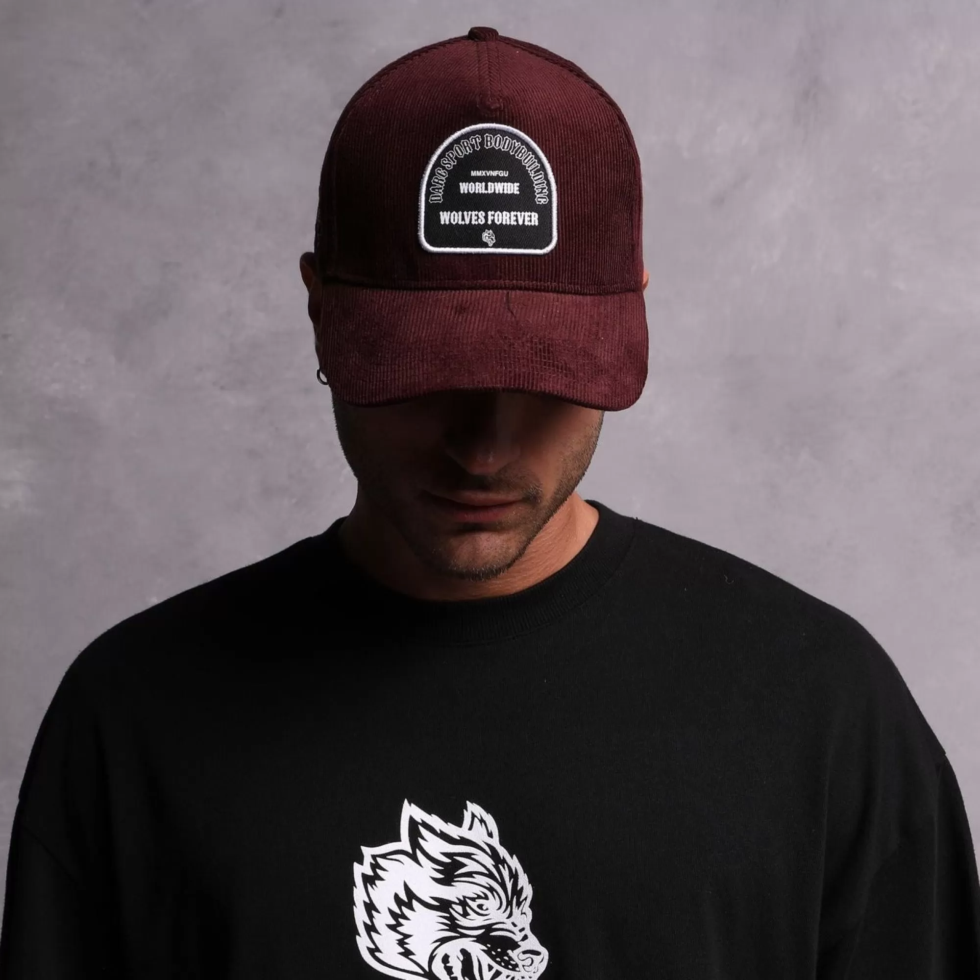 Sale Feed Patch Corduroy 5 Panel Hat In Maroon Headwear