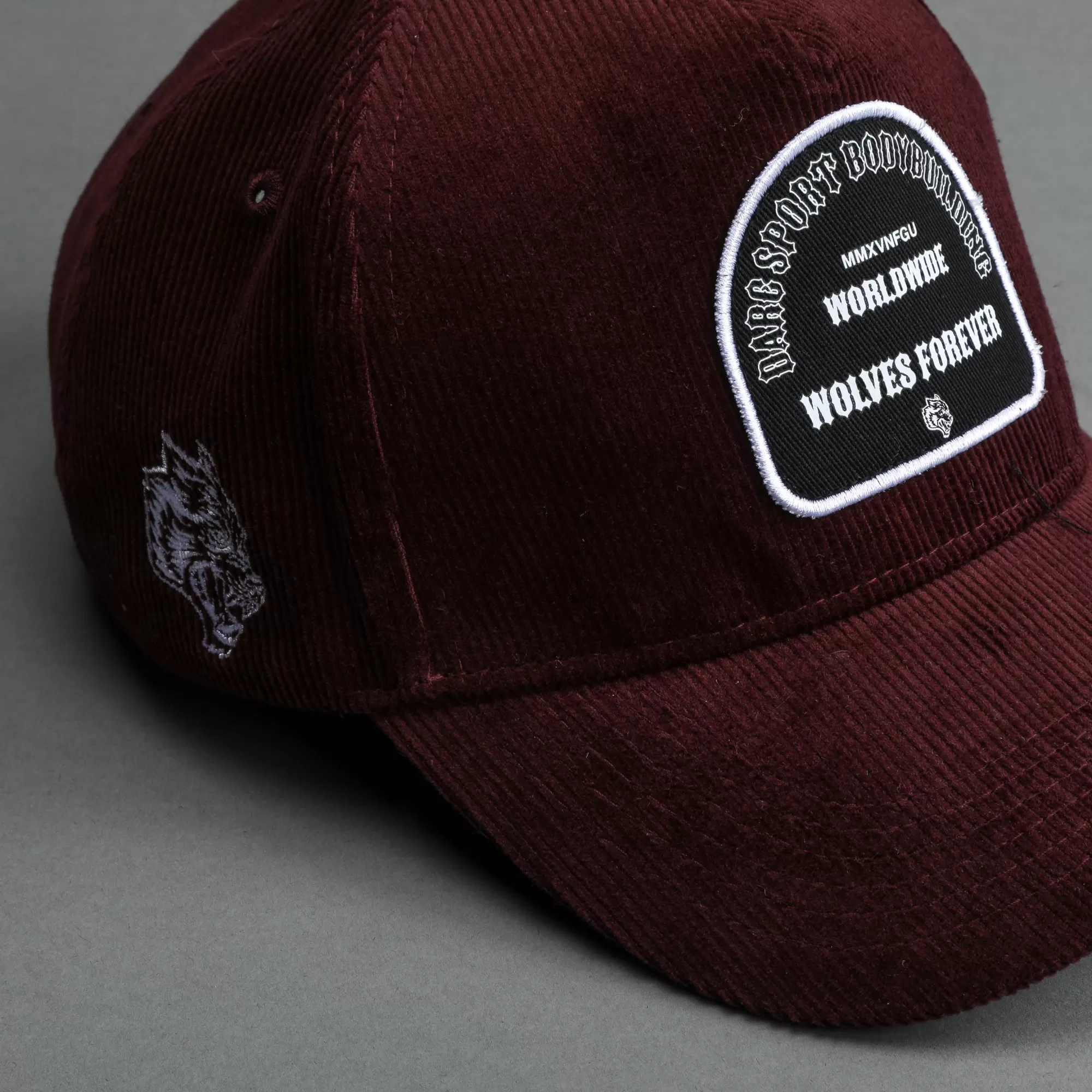 Sale Feed Patch Corduroy 5 Panel Hat In Maroon Headwear