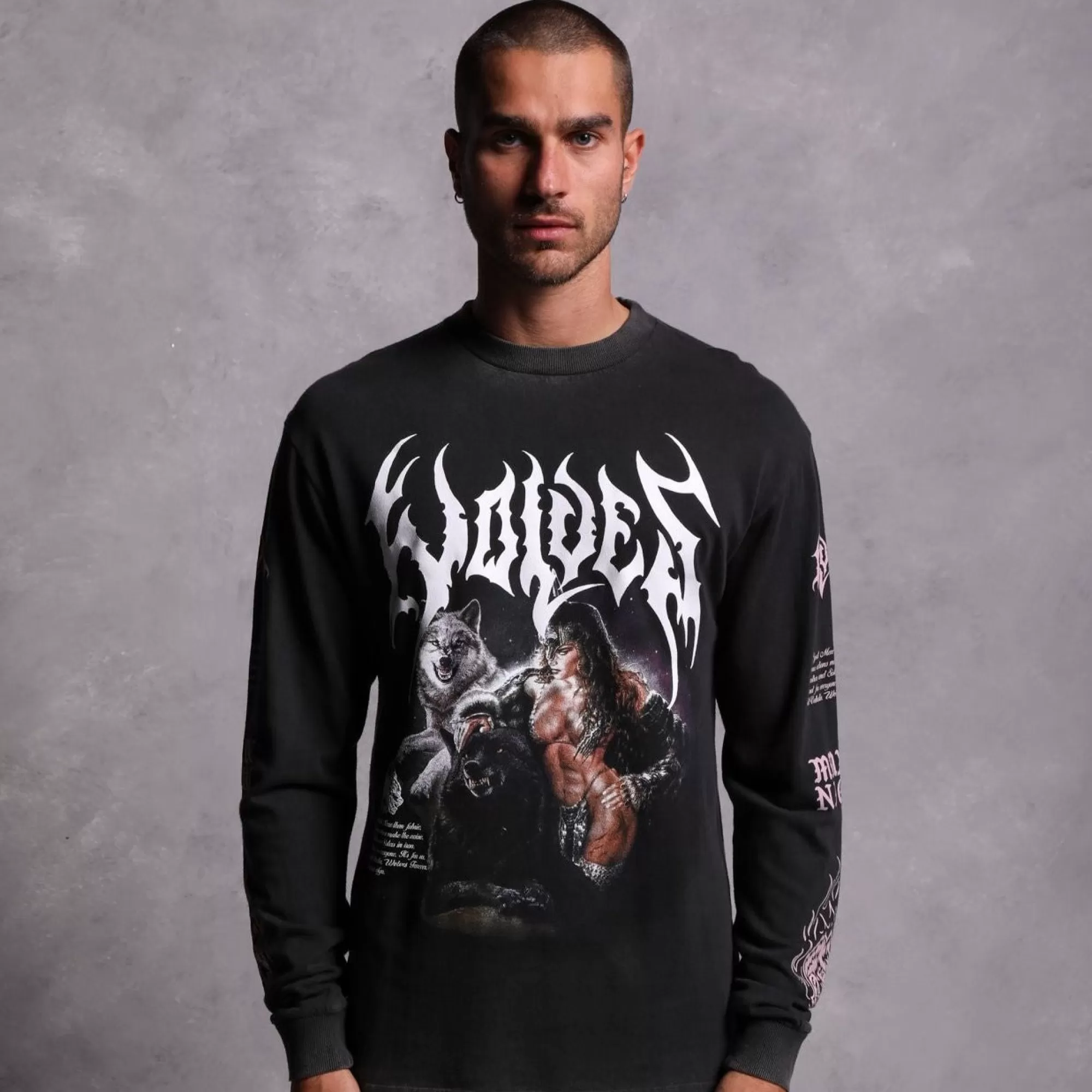 Cheap Goddess "Premium Vintage" (Ls) Tee In Charcoal Men Premium/Oversized Tees