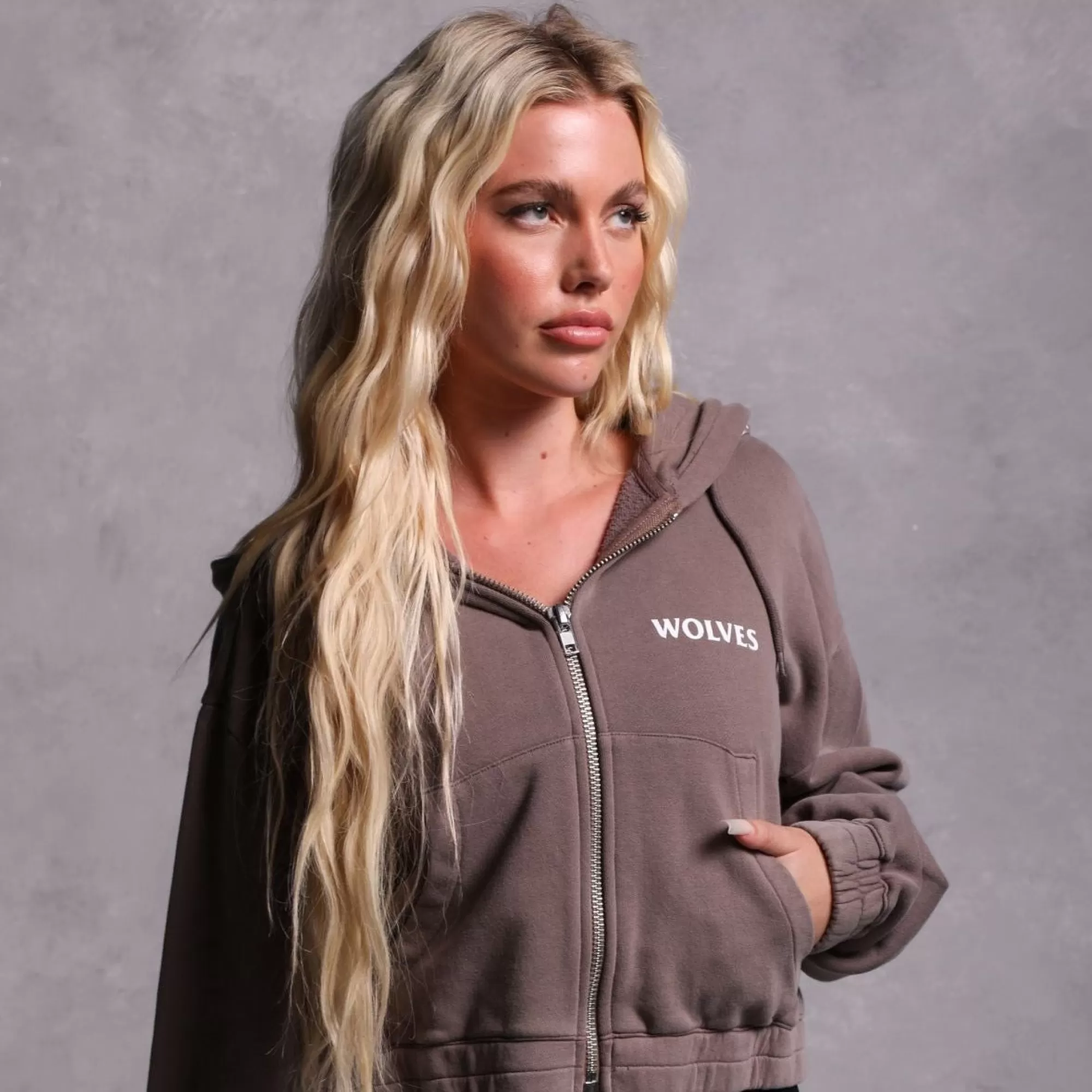 Outlet Halo "Vintage Chambers" (Cropped) Zip Hoodie In Mojave Brown Women Tops