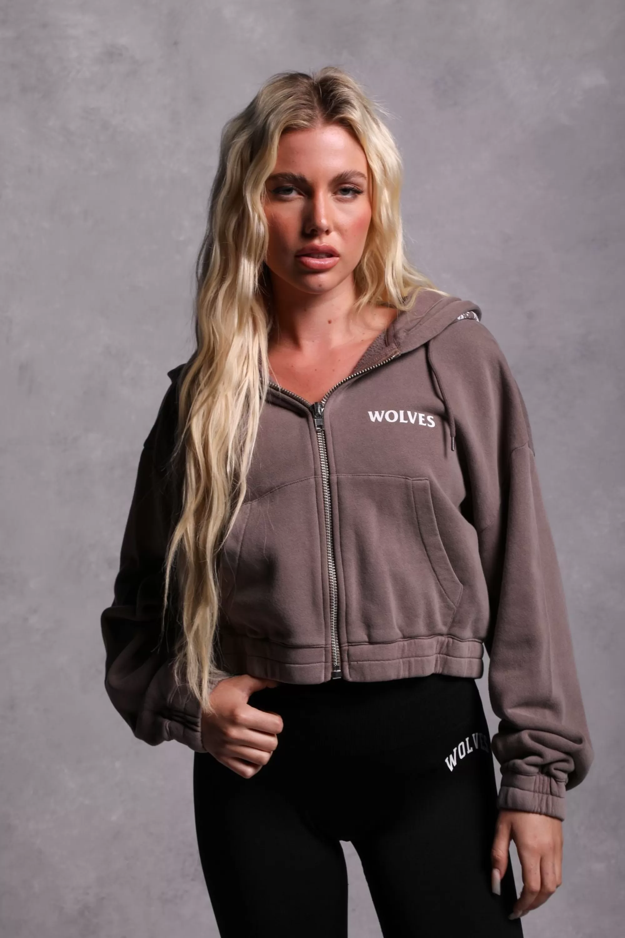 Outlet Halo "Vintage Chambers" (Cropped) Zip Hoodie In Mojave Brown Women Tops