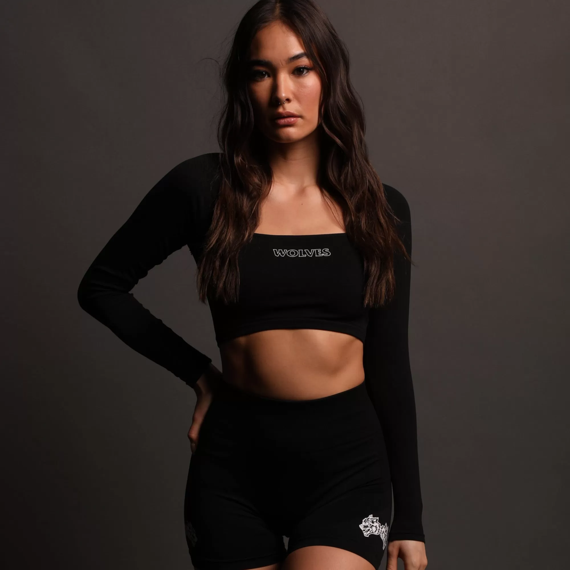 Best Hardcore L/S "Everson Sage Seamless" Top In Black Women Seamless
