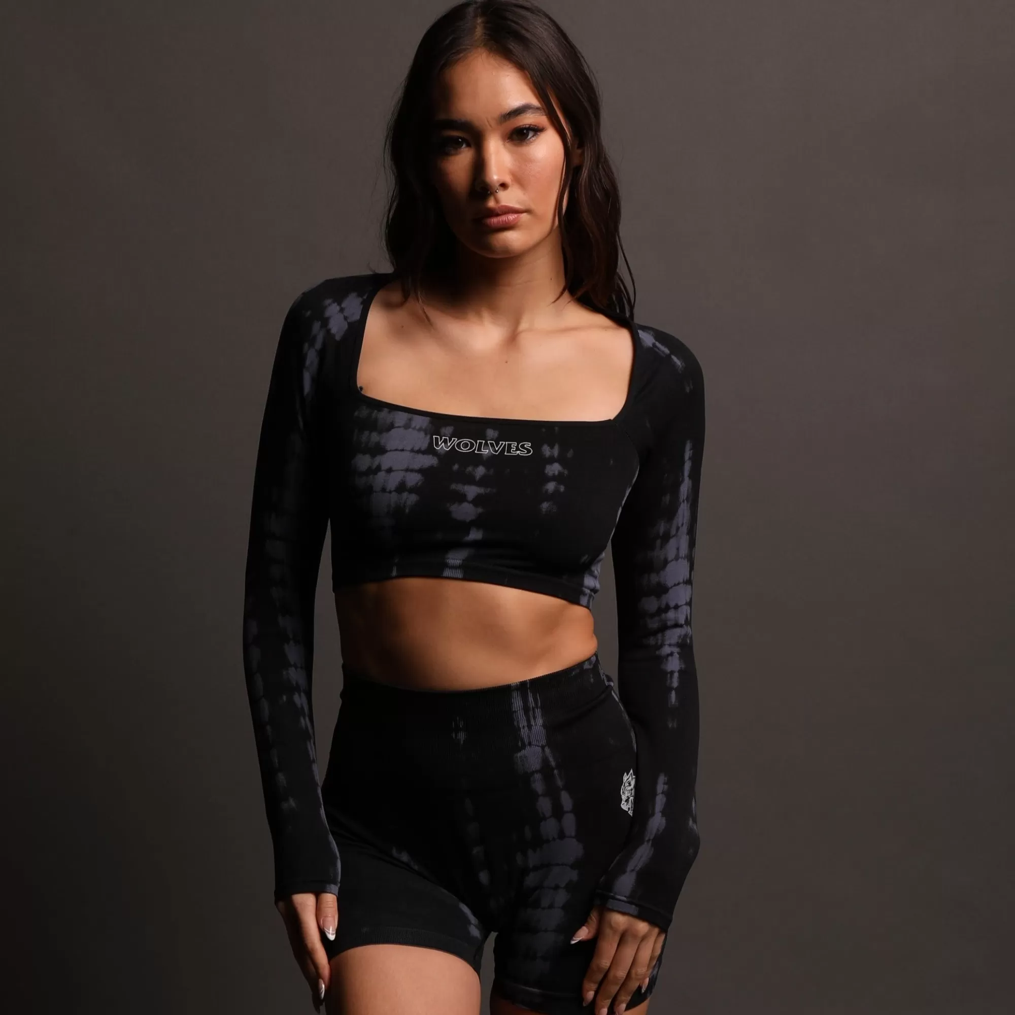 Clearance Hardcore L/S "Everson Sage Seamless" Top In Tonal Midnight Blue Serpent Women Seamless