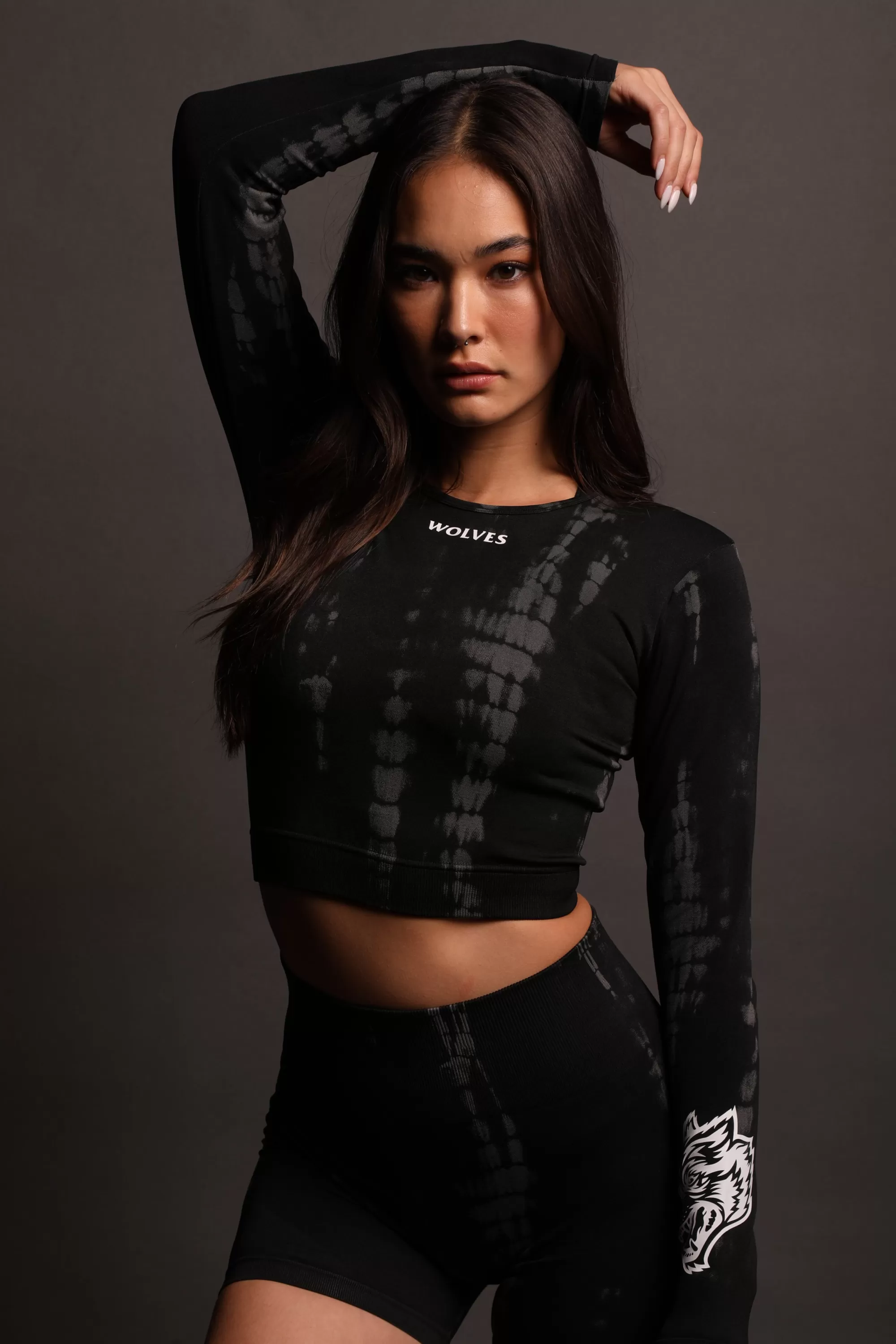 Sale Hardcore L/S "Everson Seamless" Top In Tonal Black Serpent Women Seamless