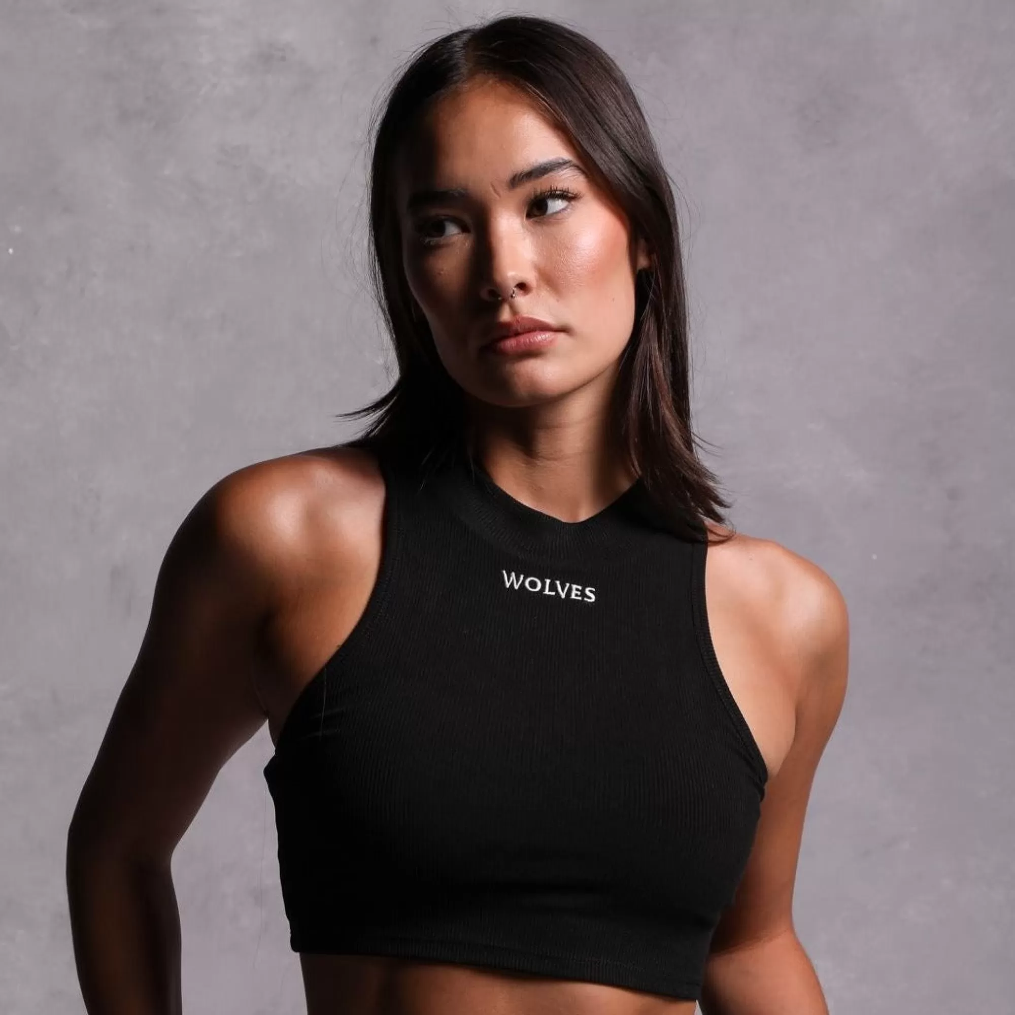 Outlet Hardcore Romy Mockneck Ribbed Tank In Black Women Tops