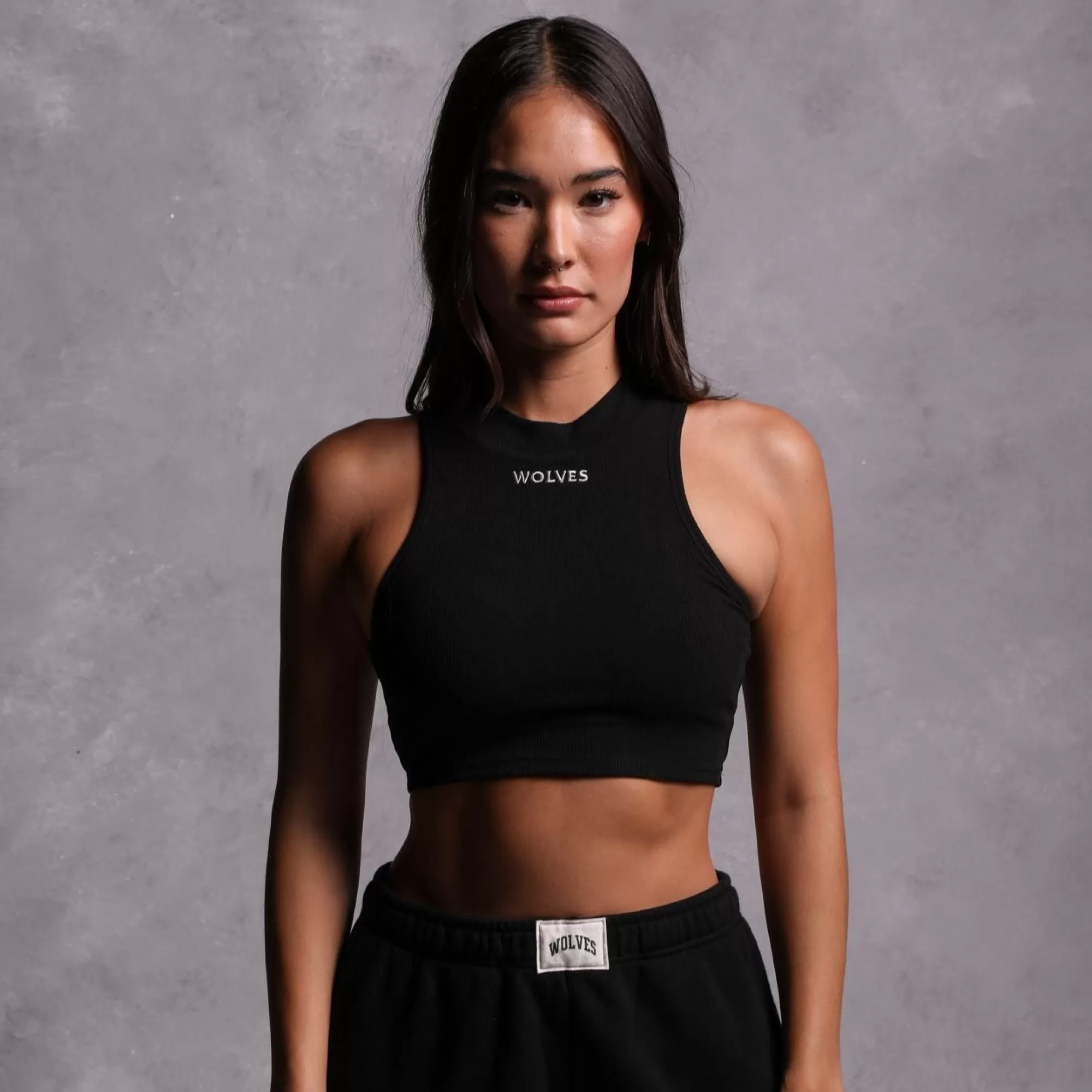 Outlet Hardcore Romy Mockneck Ribbed Tank In Black Women Tops