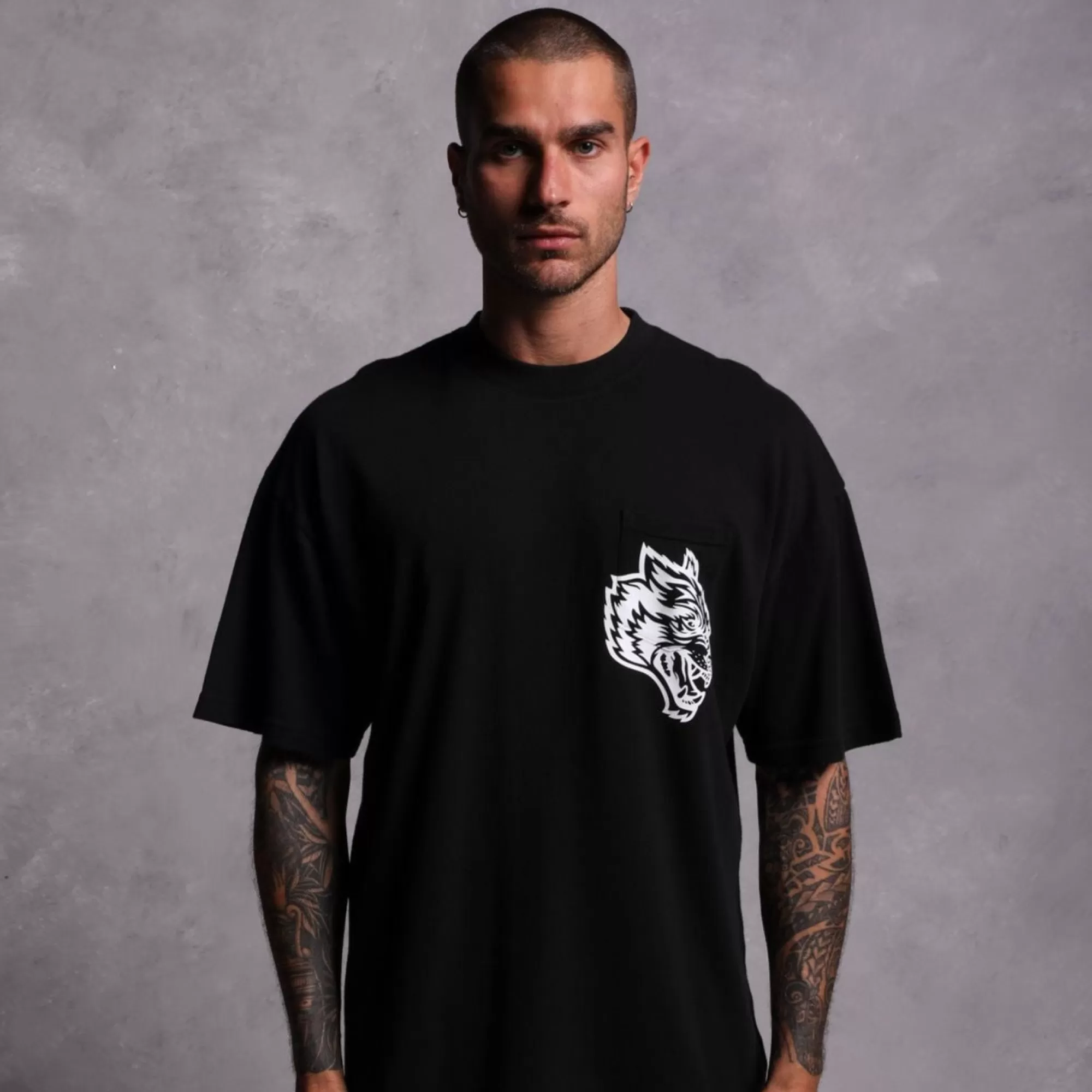 Shop House Of Wolves "Premium" Pocket Tee In Black Men Premium/Oversized Tees