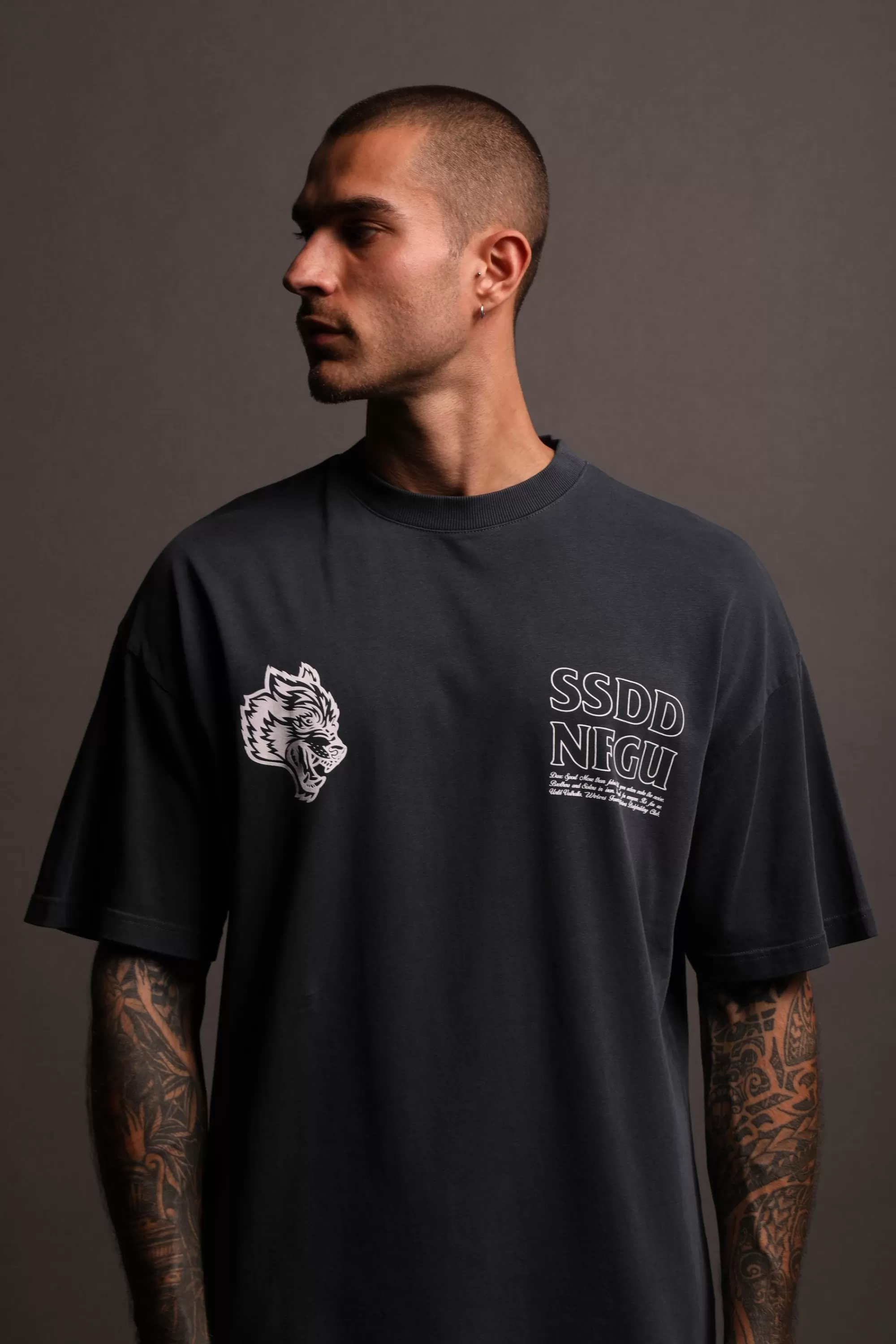 Online House Of Wolves V2 "Premium" Oversized Unisex Tee In Midnight Blue Women Tops