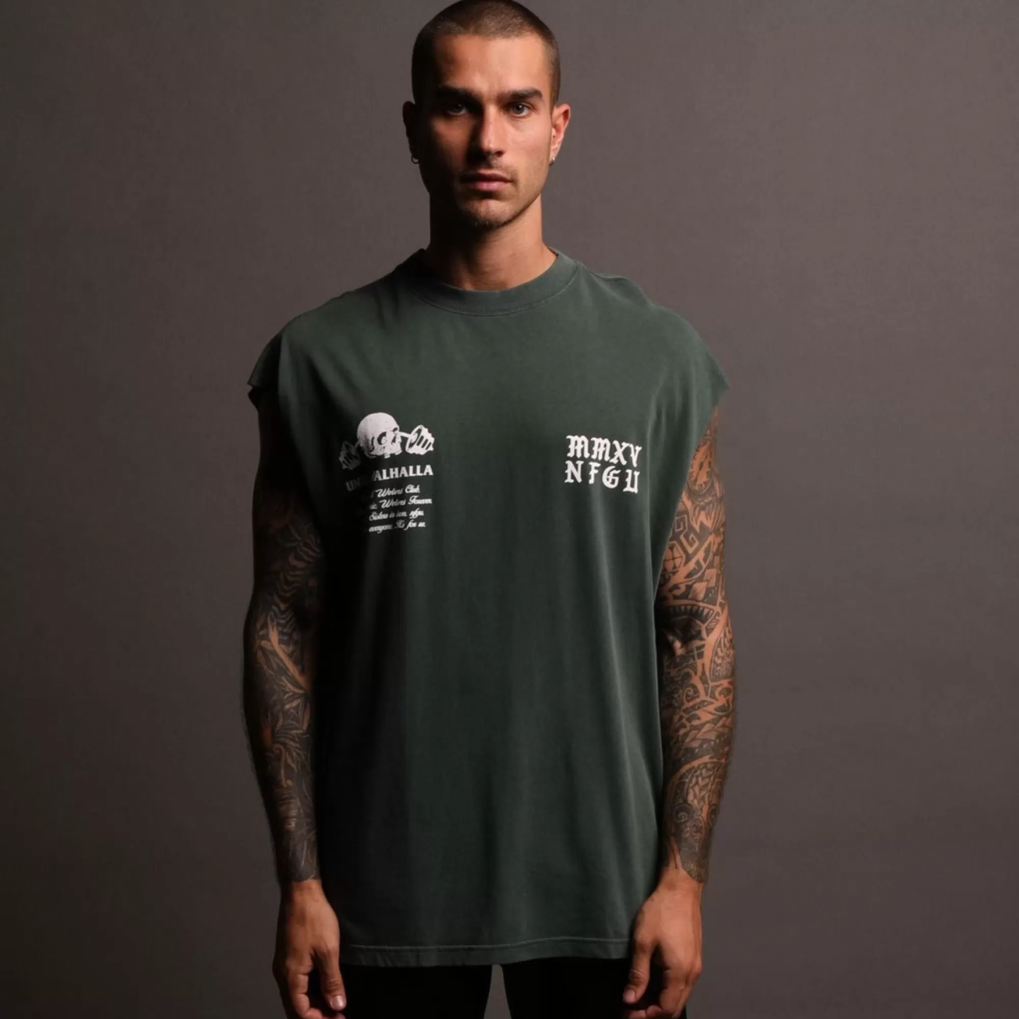 Clearance In Bones "Premium Vintage" Muscle Tee In Norse Green Men Tanks/Muscle Tees