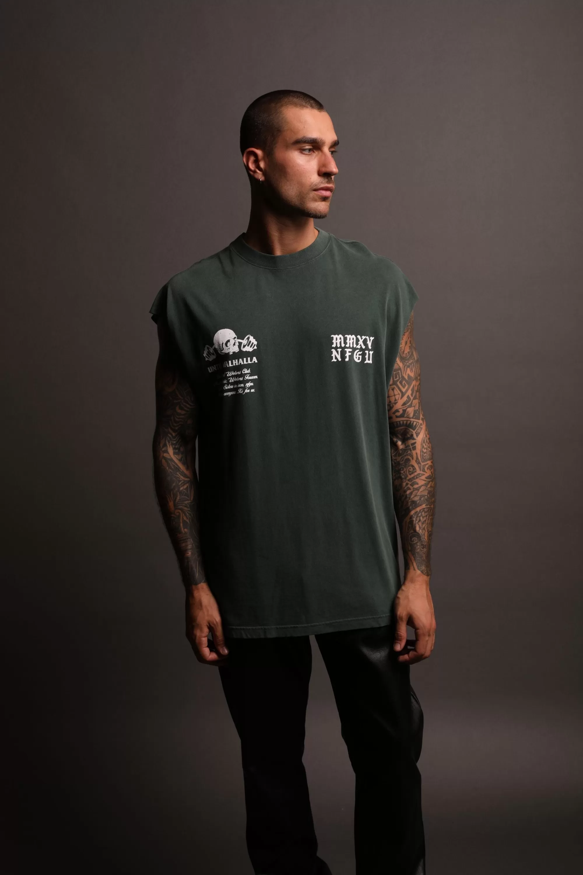 Clearance In Bones "Premium Vintage" Muscle Tee In Norse Green Men Tanks/Muscle Tees