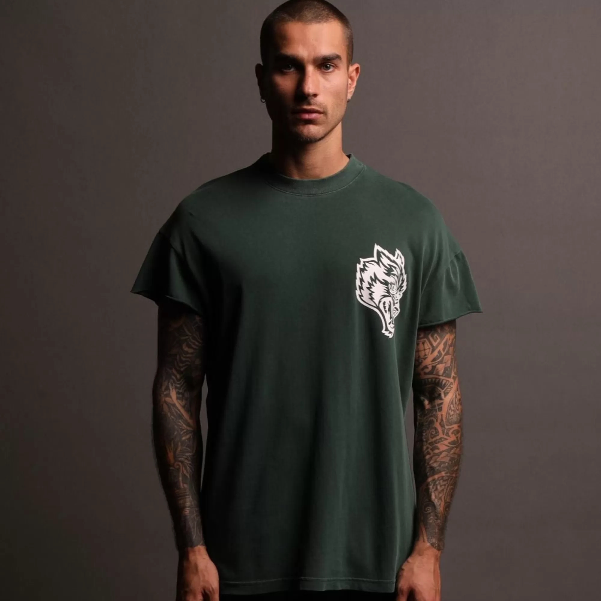 Outlet In Our Heart "Premium" (Cap Sleeve) Tee In Norse Green Men Cap Sleeve Tees