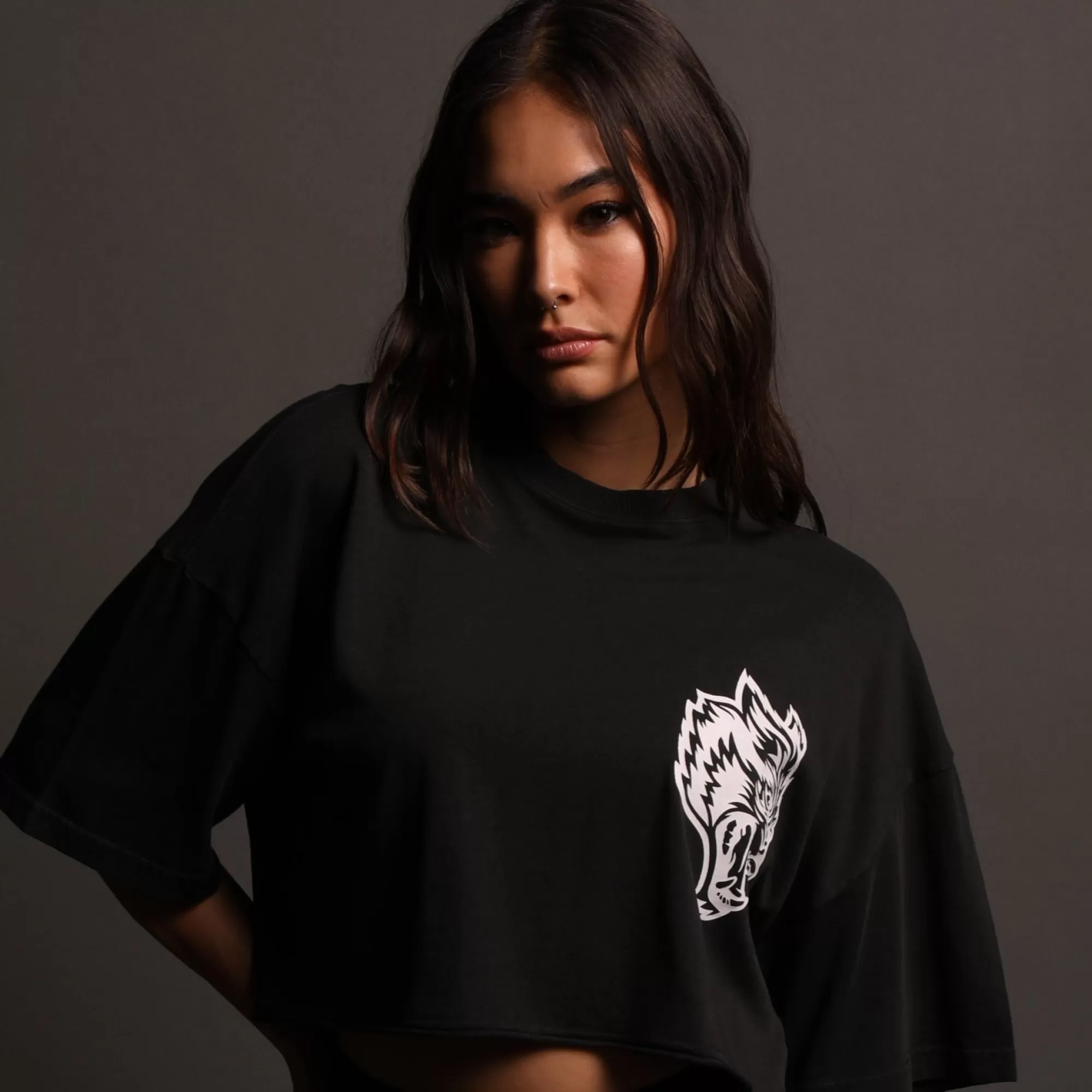 Clearance In Our Heart "Premium" Oversized (Cropped) Tee In Black Women Tops