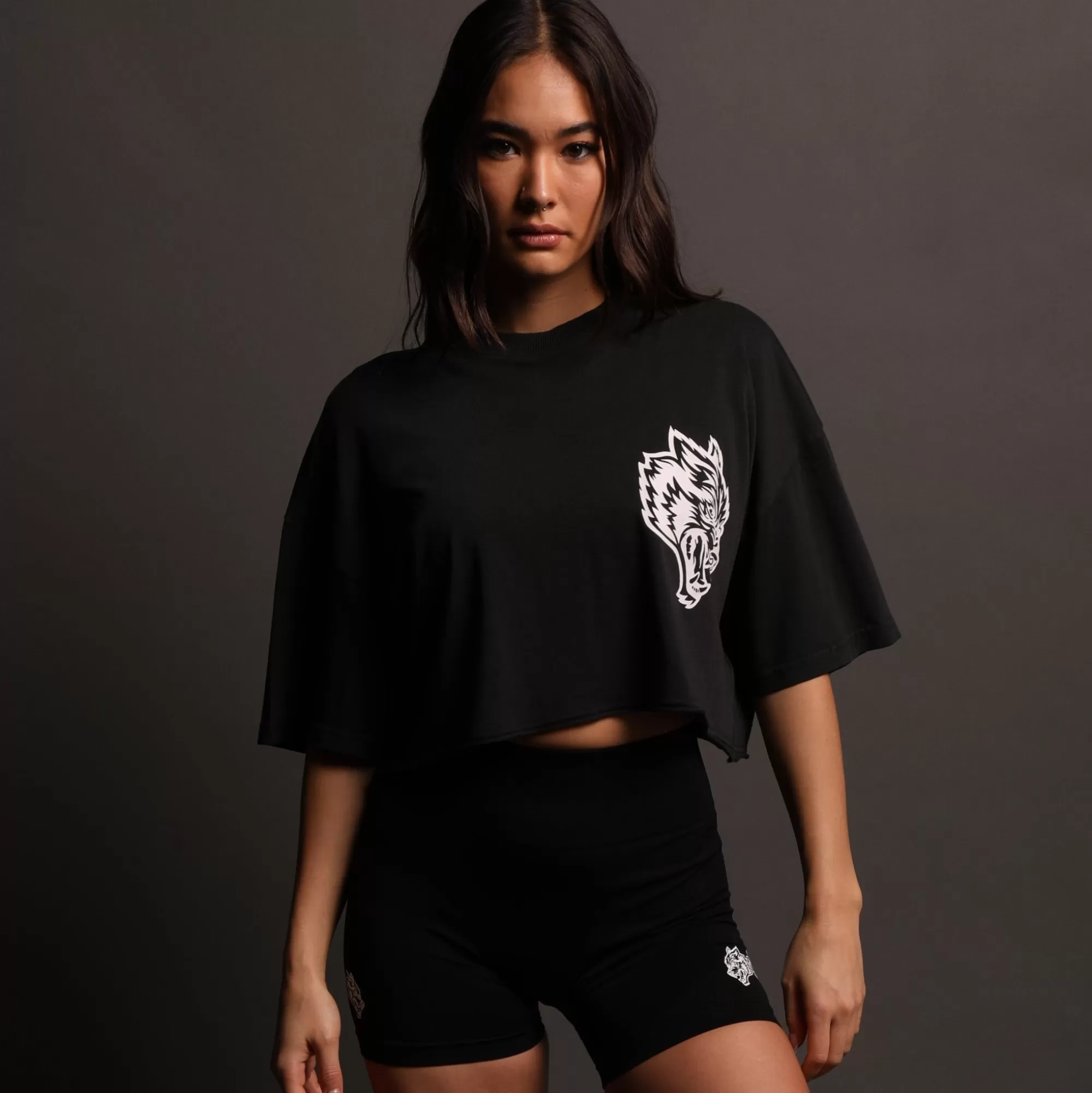 Clearance In Our Heart "Premium" Oversized (Cropped) Tee In Black Women Tops