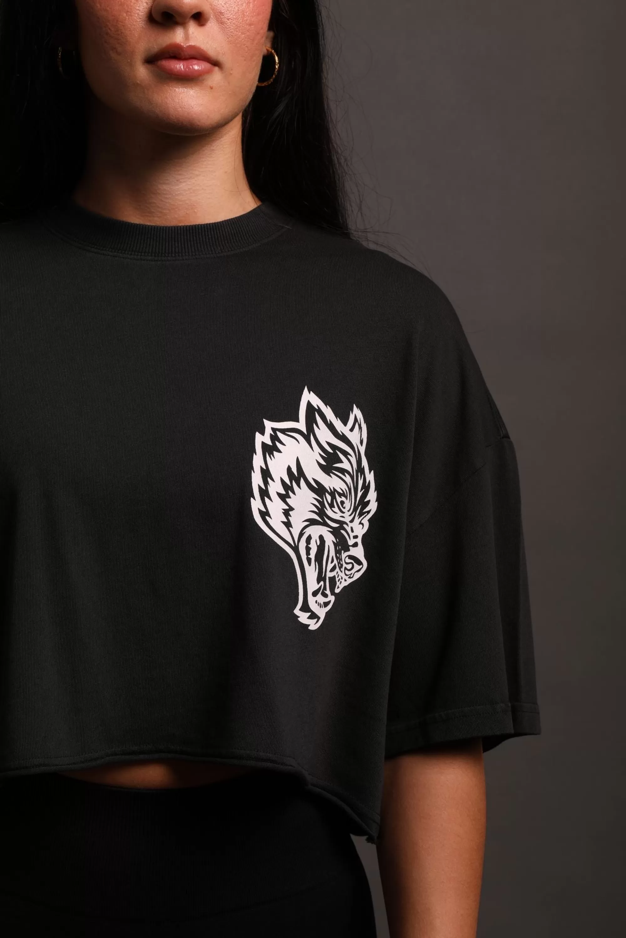 Clearance In Our Heart "Premium" Oversized (Cropped) Tee In Black Women Tops