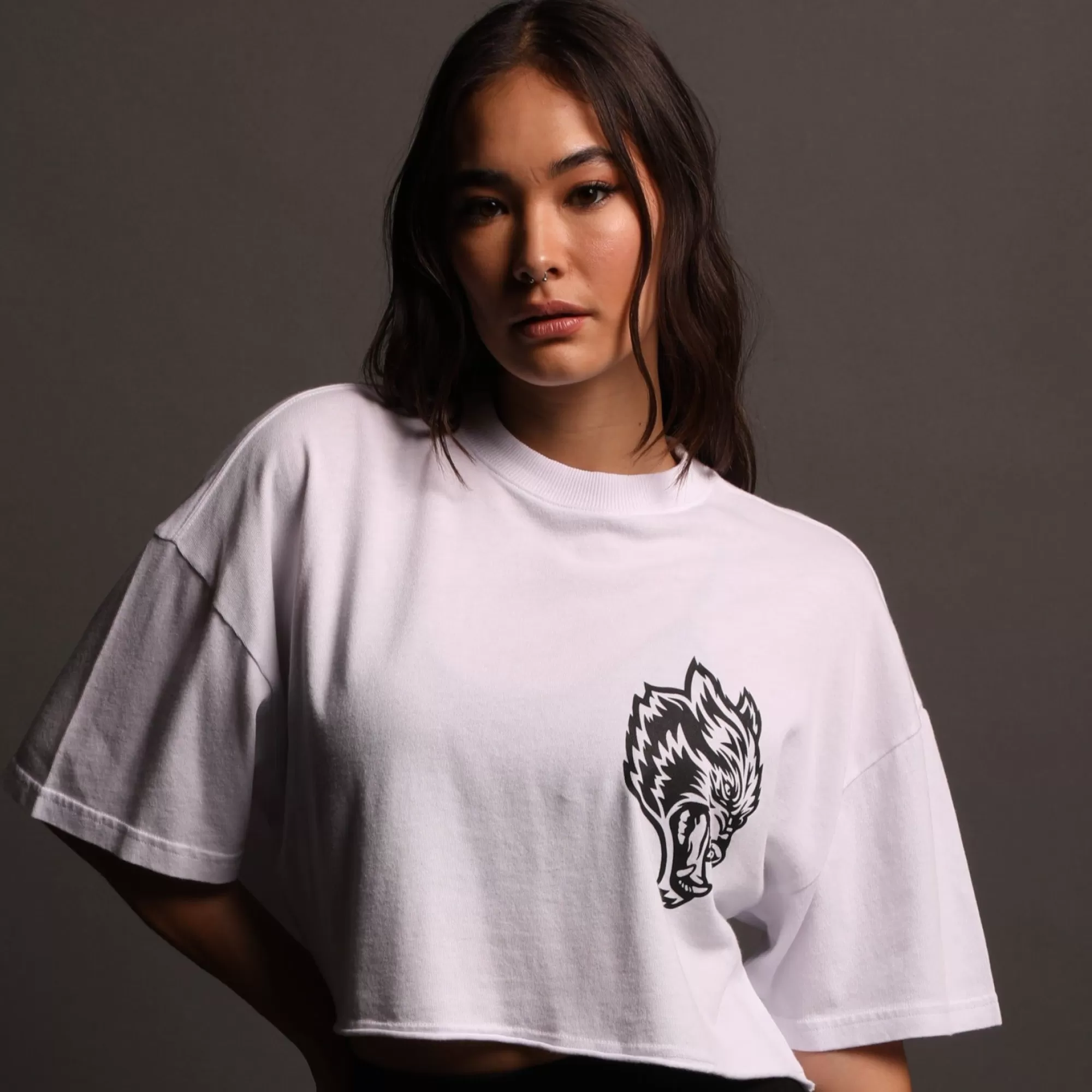 Cheap In Our Heart "Premium" Oversized (Cropped) Tee In White Women Tops