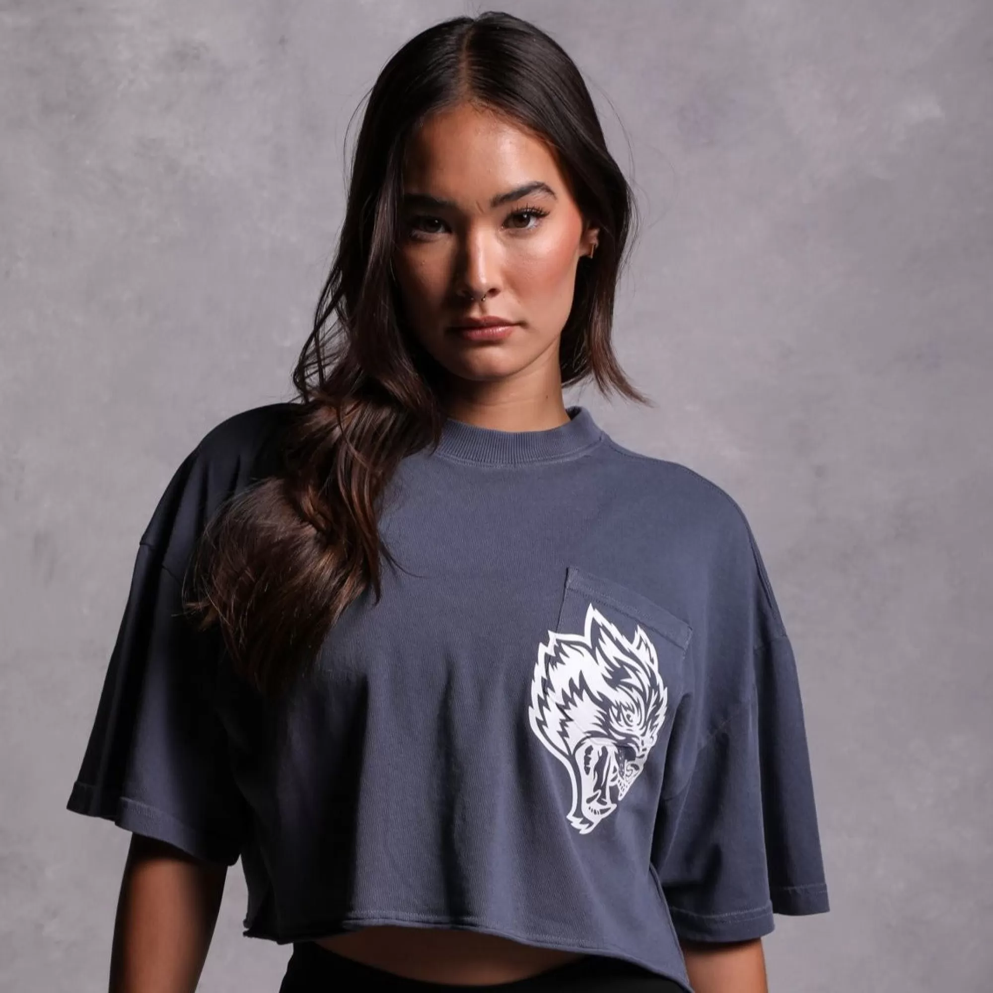 Cheap In Our Heart "Premium Vintage" Oversized (Cropped) Pocket Tee In Norse Blue Women Tops