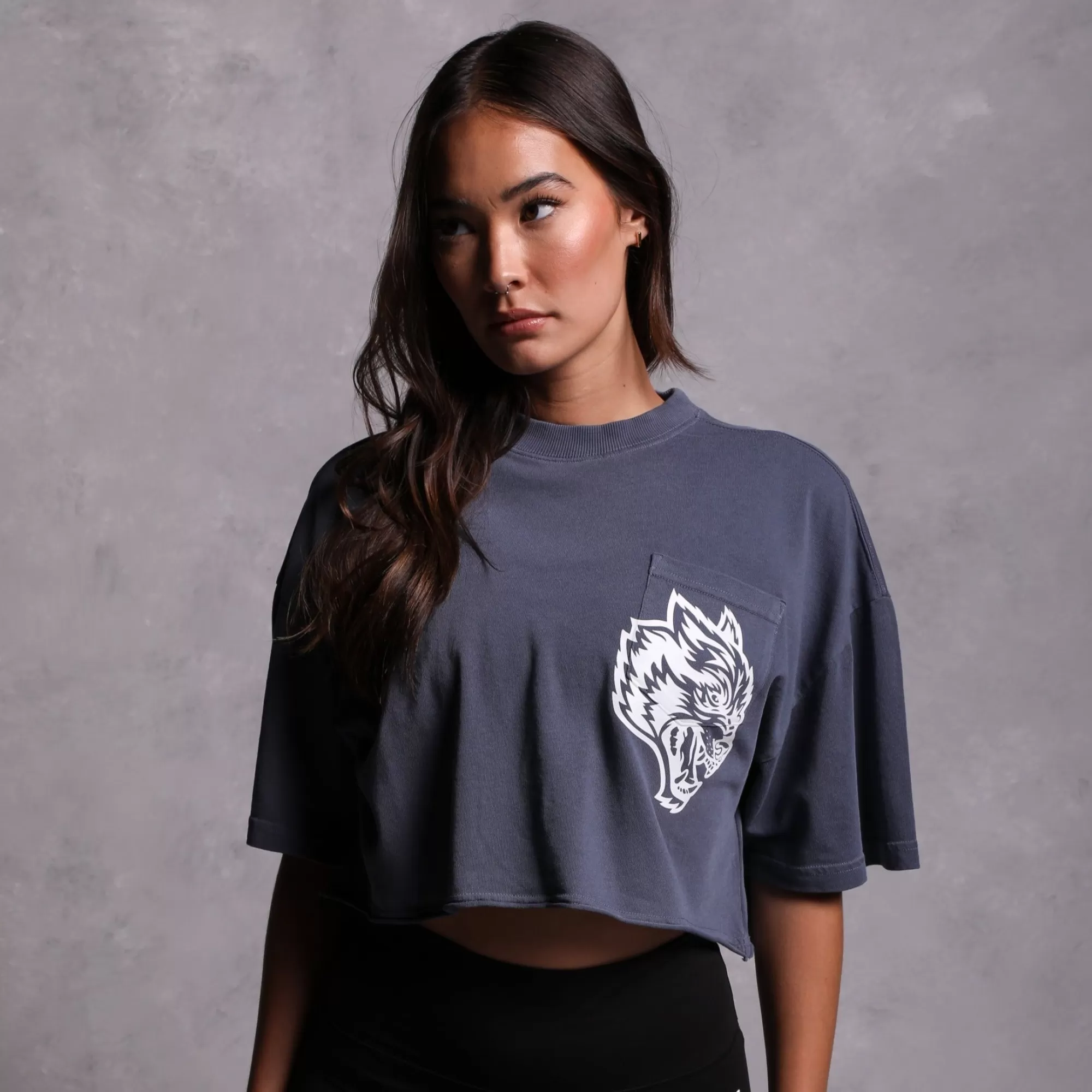 Cheap In Our Heart "Premium Vintage" Oversized (Cropped) Pocket Tee In Norse Blue Women Tops