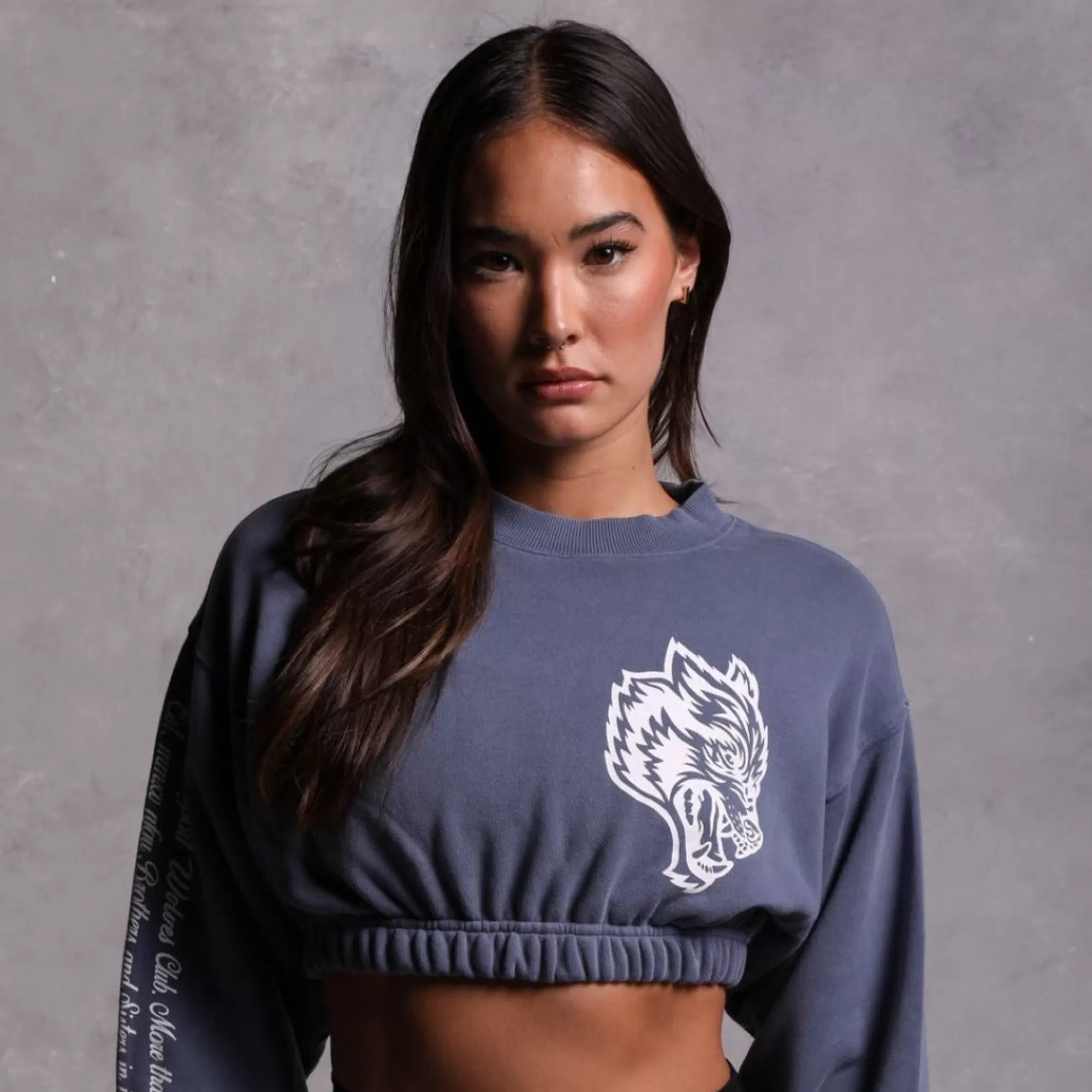 Fashion In Our Heart "Vintage Gwen" (Cropped) Crewneck In Norse Blue Women Tops