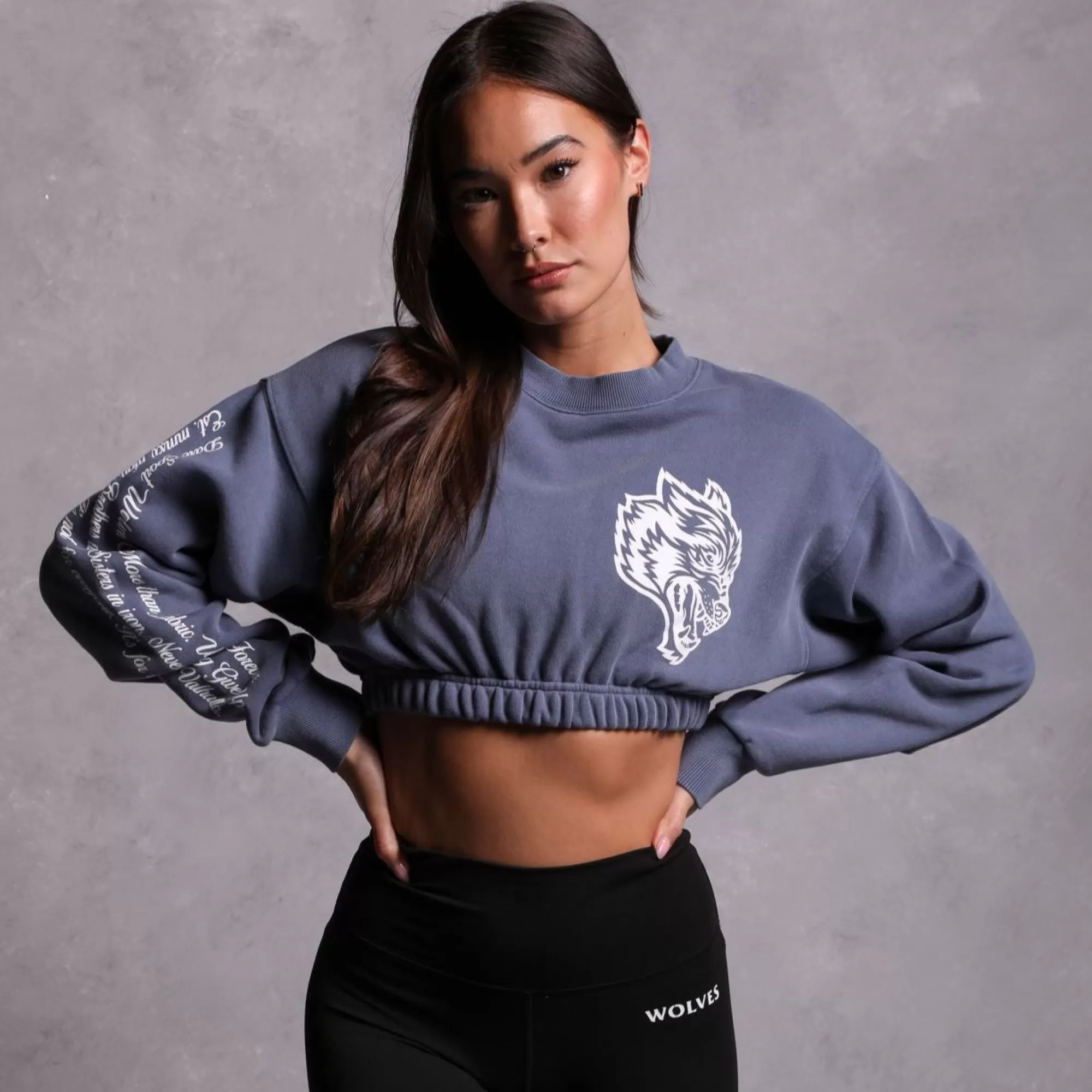 Fashion In Our Heart "Vintage Gwen" (Cropped) Crewneck In Norse Blue Women Tops
