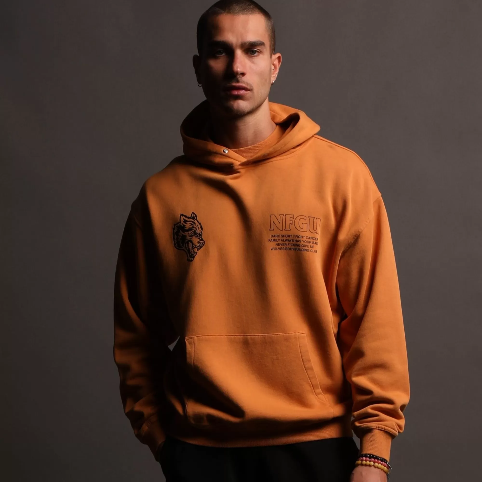 Shop Keep Fighting "Pierce" Hoodie In Vintage Gold Men Pierce Hoodies