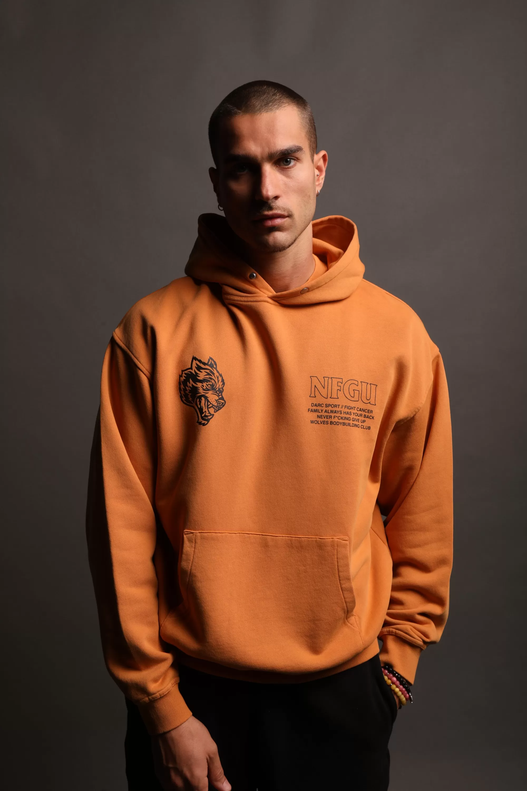 Shop Keep Fighting "Pierce" Hoodie In Vintage Gold Men Pierce Hoodies