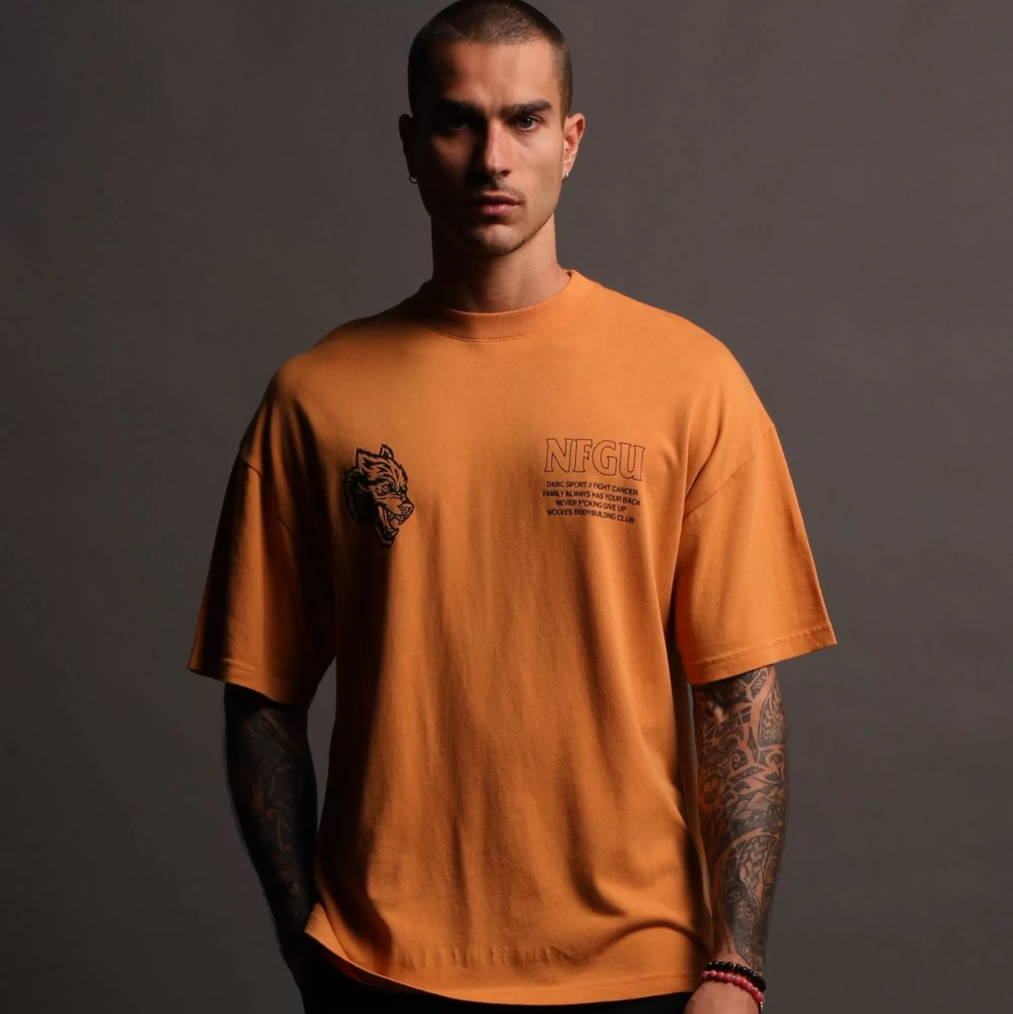 New Keep Fighting "Premium" Oversized Tee In Vintage Gold Men Premium/Oversized Tees
