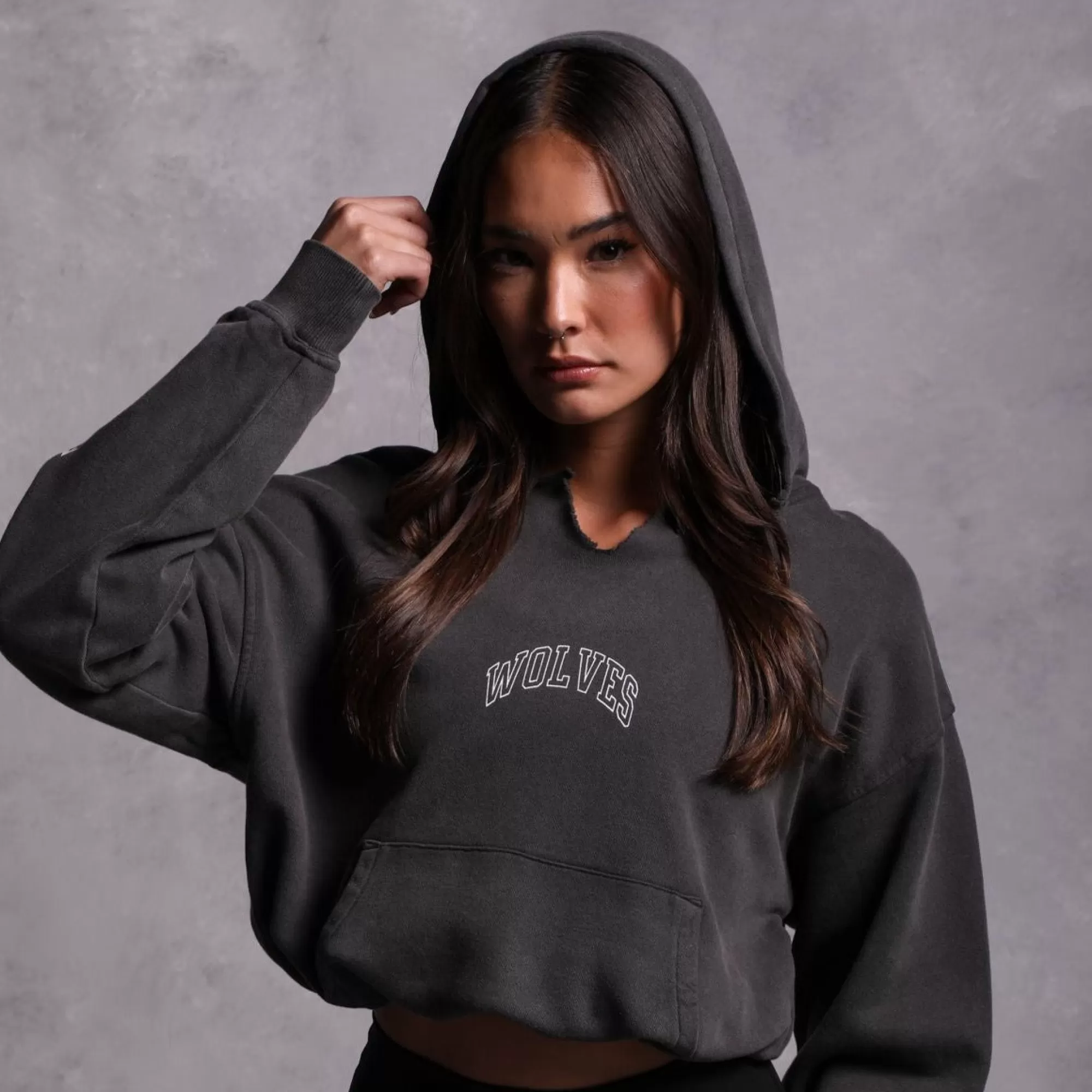 Cheap Loyalty "Vintage Dempsey" (Cropped) Hoodie In Wolf Gray Women Tops