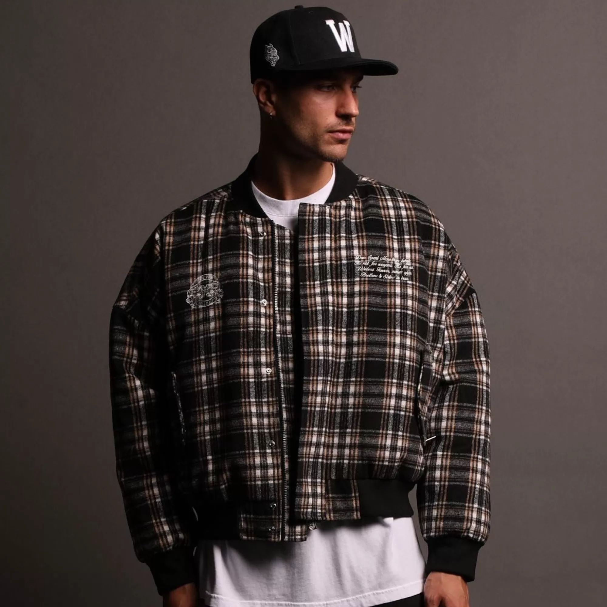 Best Marked Vicious Plaid Bomber Jacket In Black/Brown Plaid Men Jackets/Outerwear