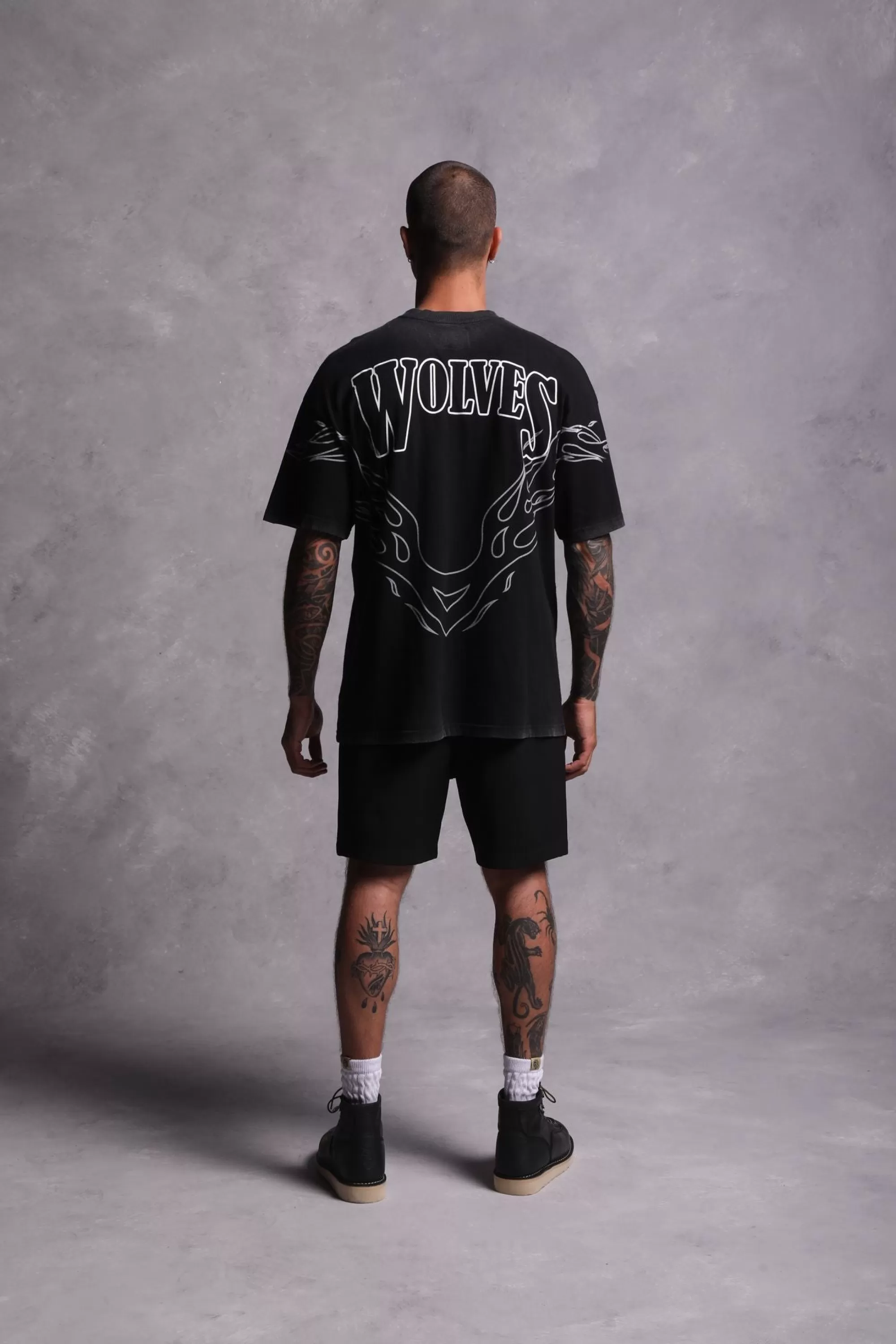 Shop Moth To A Flame "Premium Vintage" Oversized Unisex Tee In Black/White Men Premium/Oversized Tees
