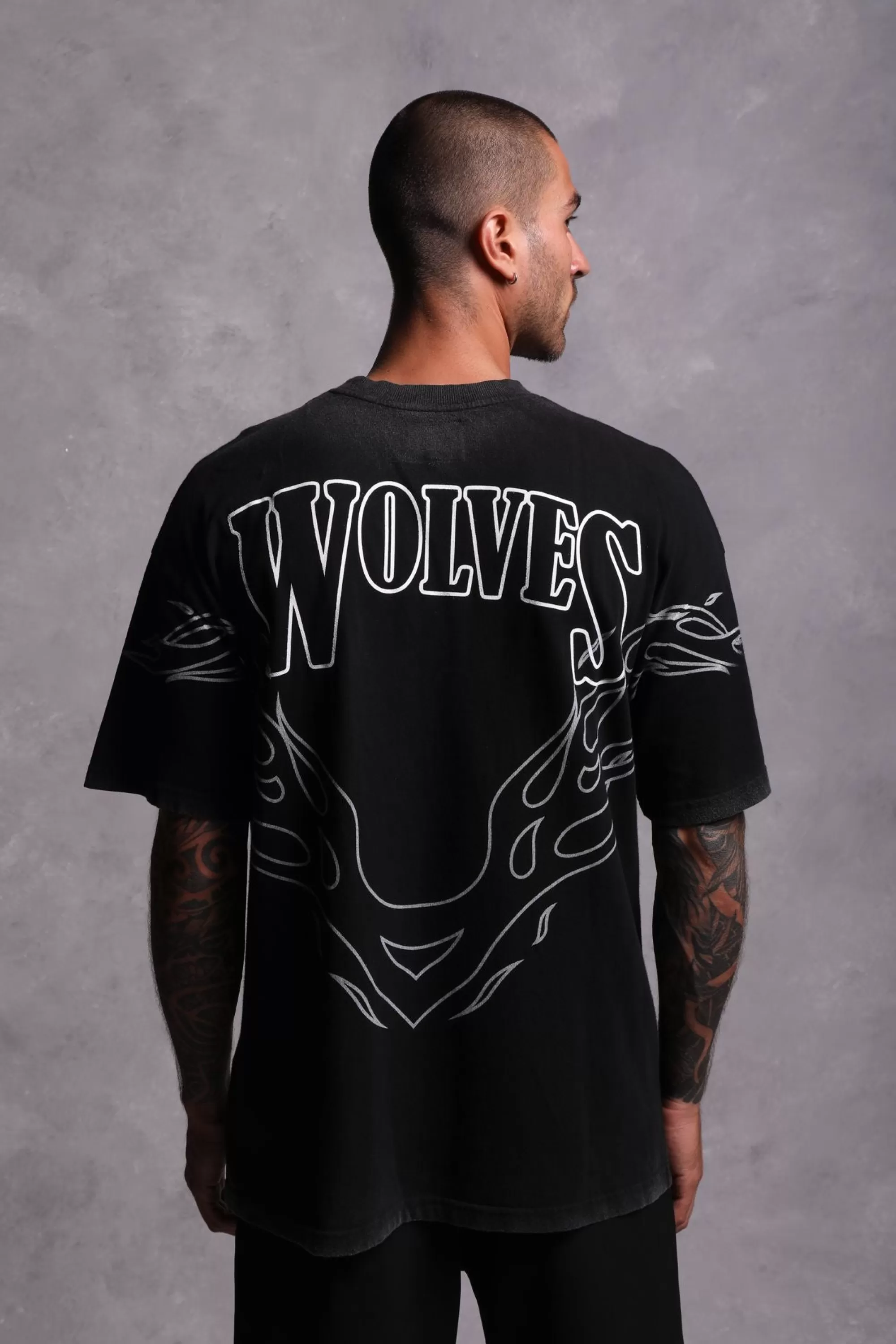 Shop Moth To A Flame "Premium Vintage" Oversized Unisex Tee In Black/White Men Premium/Oversized Tees