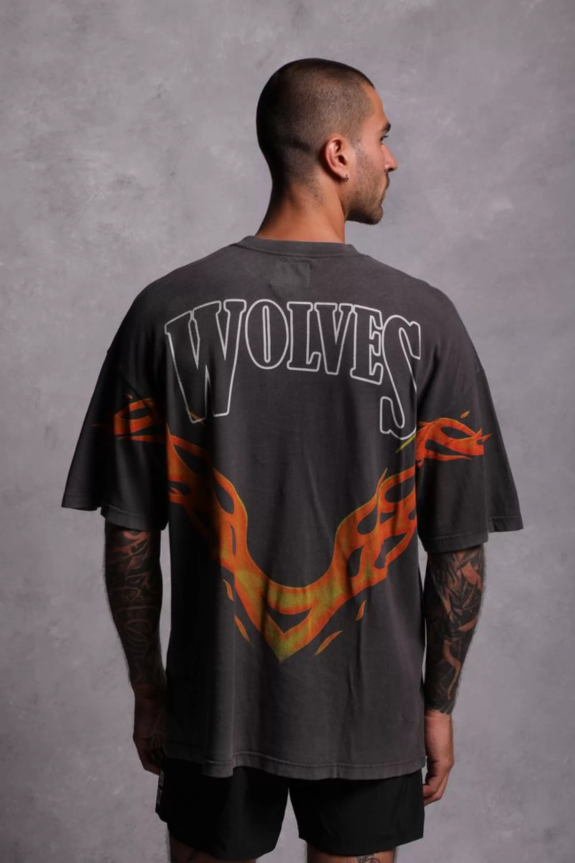 Sale Moth To A Flame "Premium Vintage" Oversized Unisex Tee In Wolf Gray Men Premium/Oversized Tees