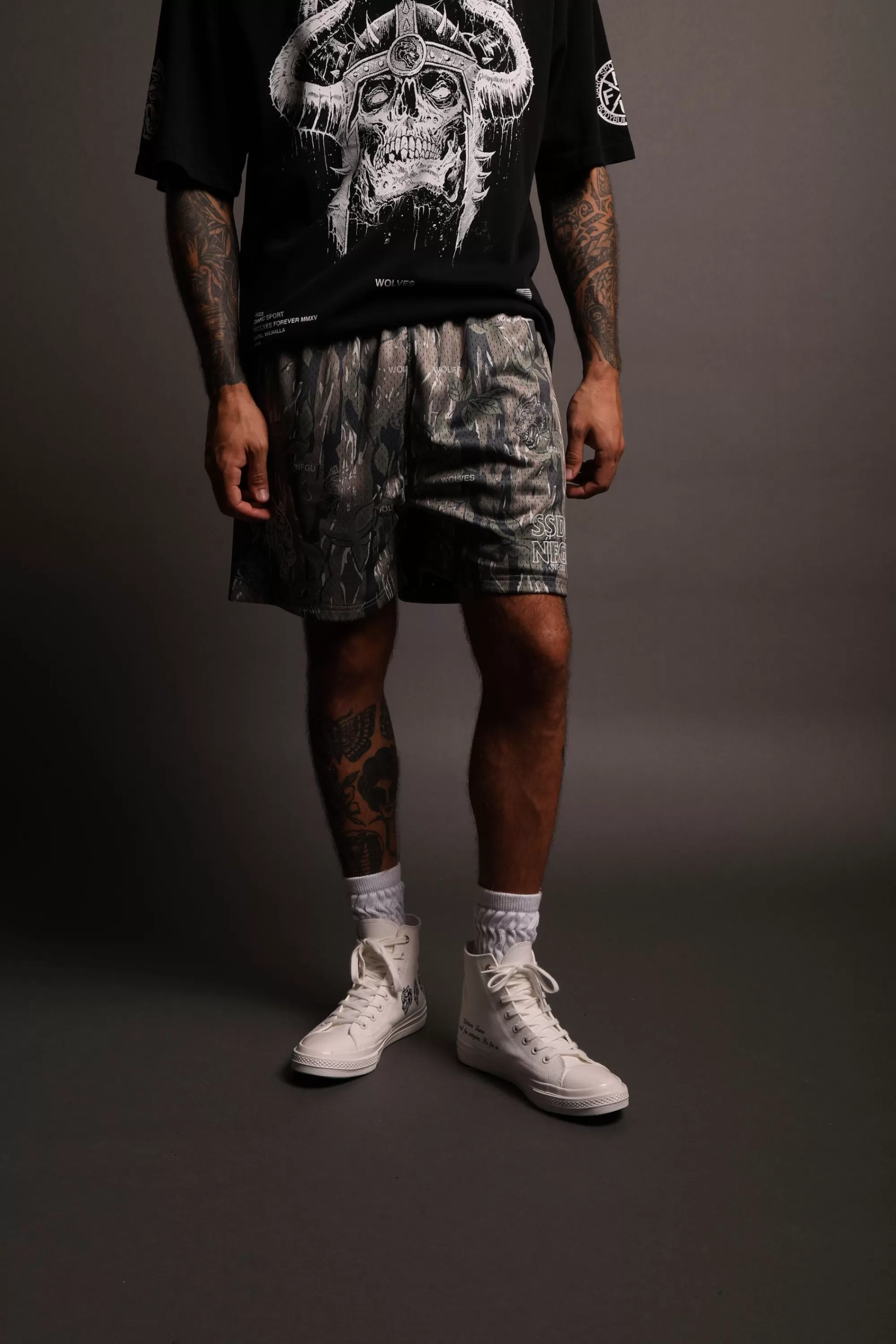 Shop Nfgu Until Valhalla 5" Mesh Shorts In Norse Camo Men Shorts