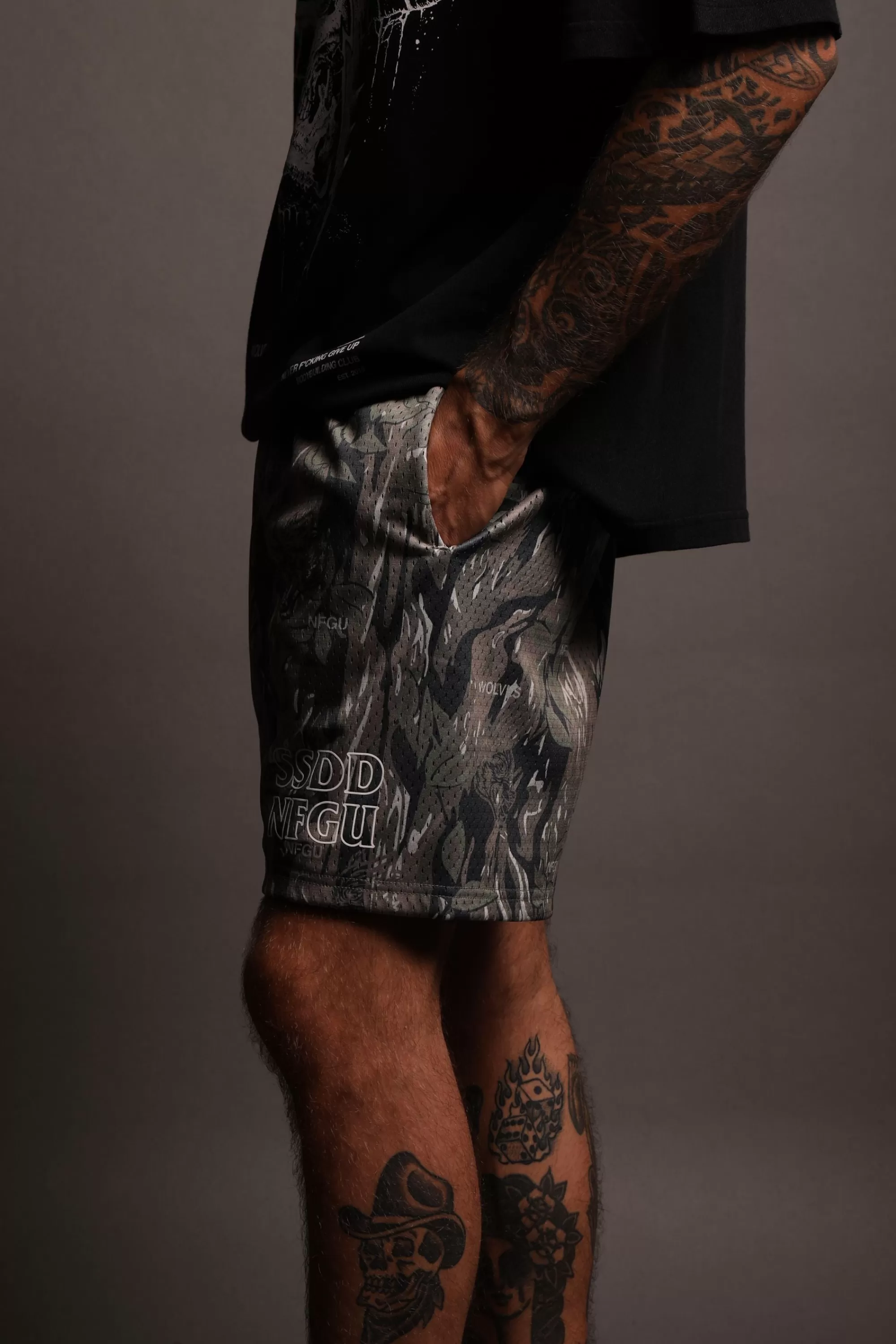 Shop Nfgu Until Valhalla 5" Mesh Shorts In Norse Camo Men Shorts