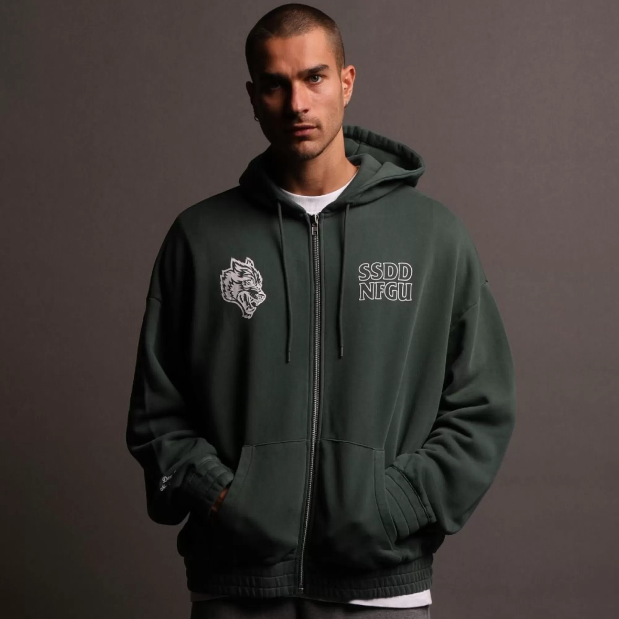 New Nfgu Until Valhalla "Chambers" Zip Hoodie In Norse Green Men Zip Up Hoodies