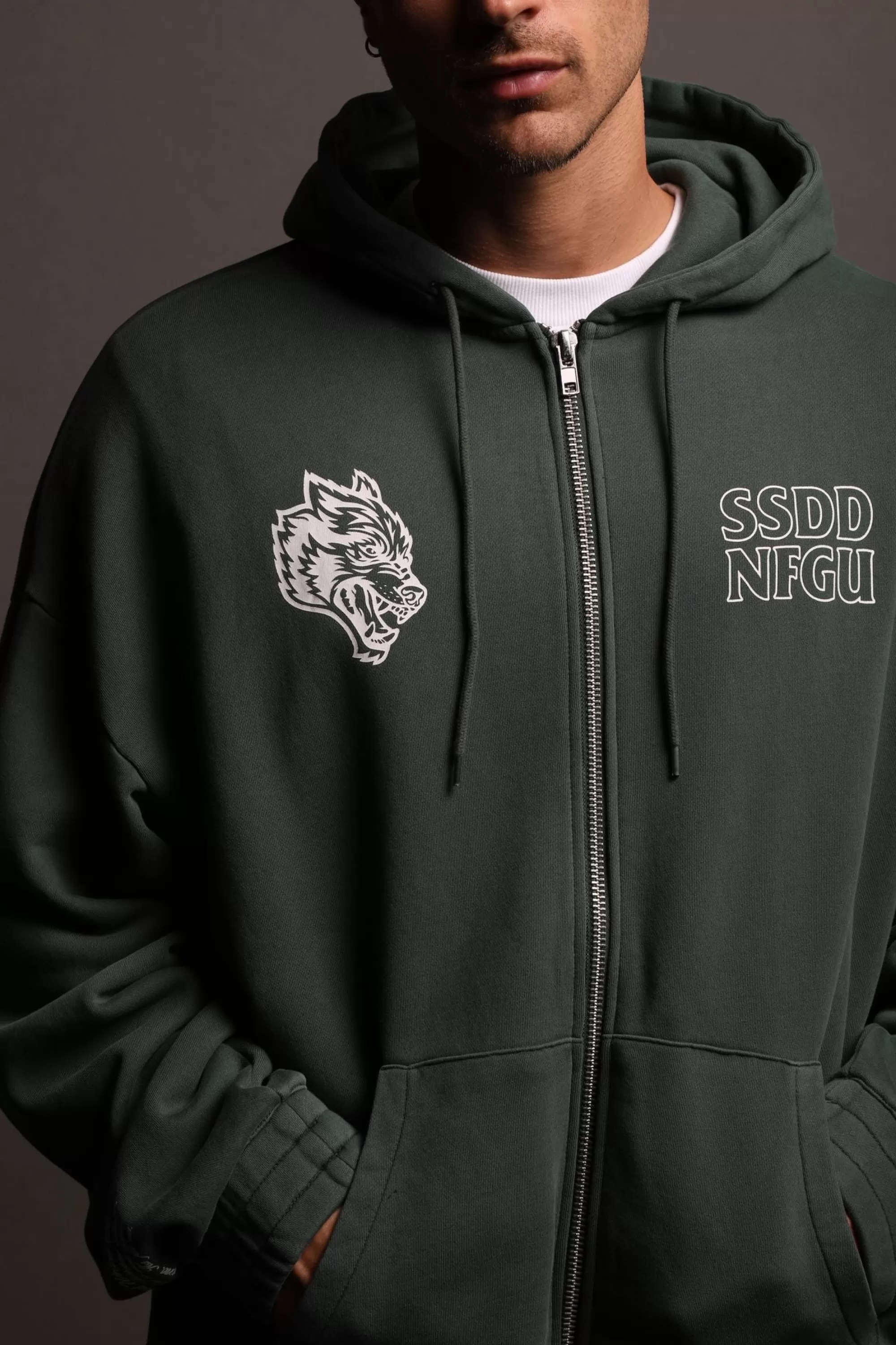 New Nfgu Until Valhalla "Chambers" Zip Hoodie In Norse Green Men Zip Up Hoodies